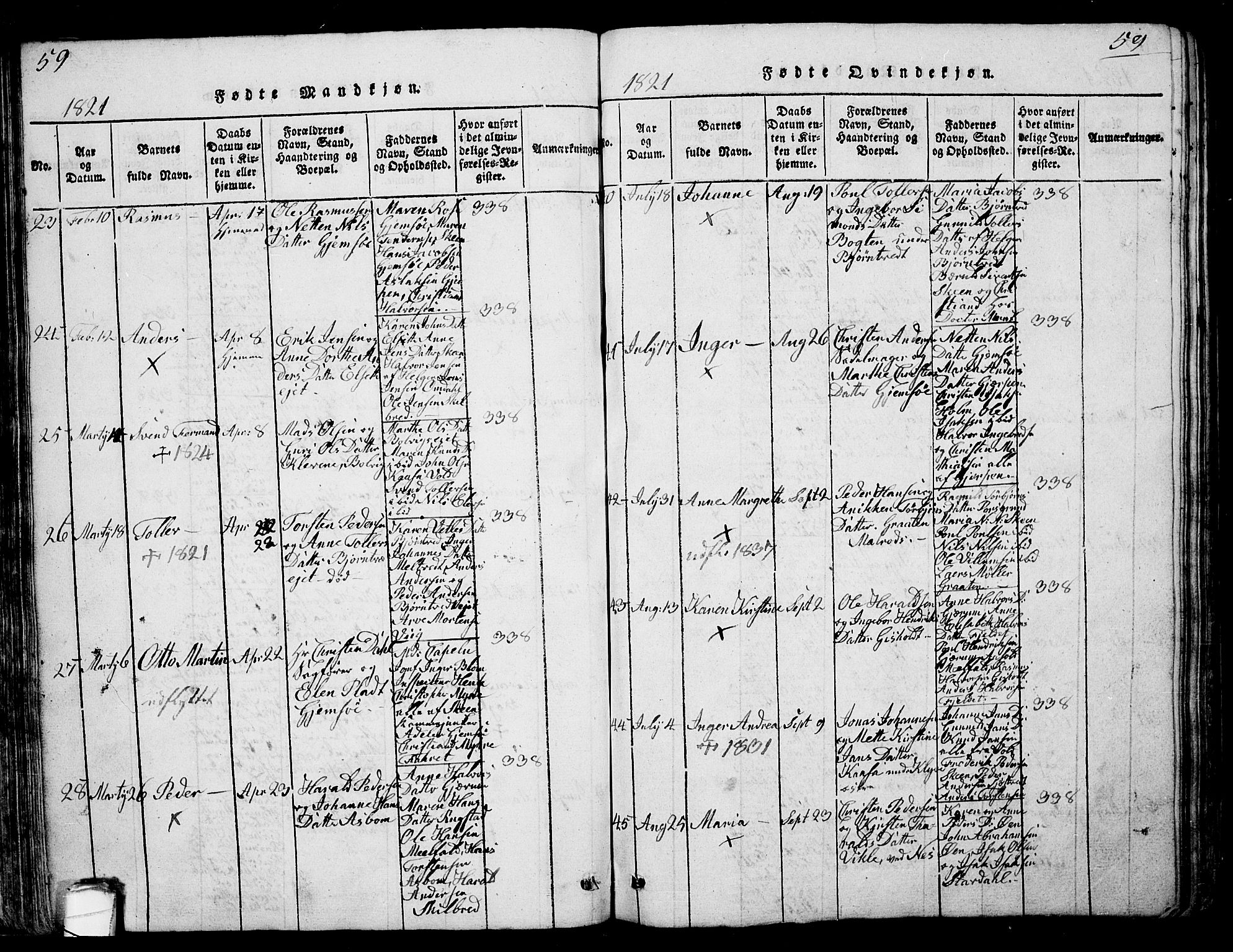Solum kirkebøker, SAKO/A-306/G/Ga/L0001: Parish register (copy) no. I 1, 1814-1833, p. 59