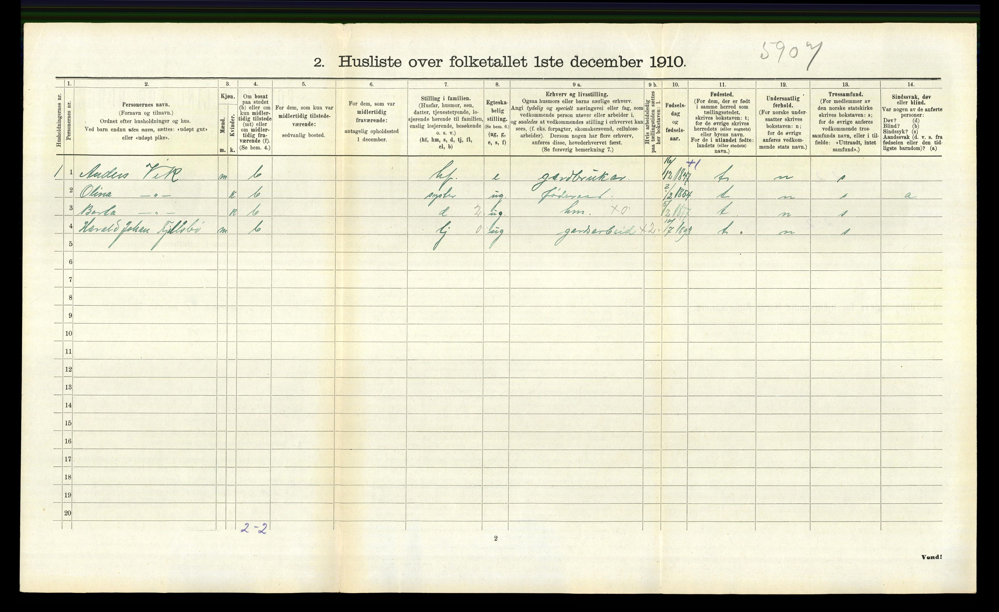 RA, 1910 census for Lindås, 1910, p. 911