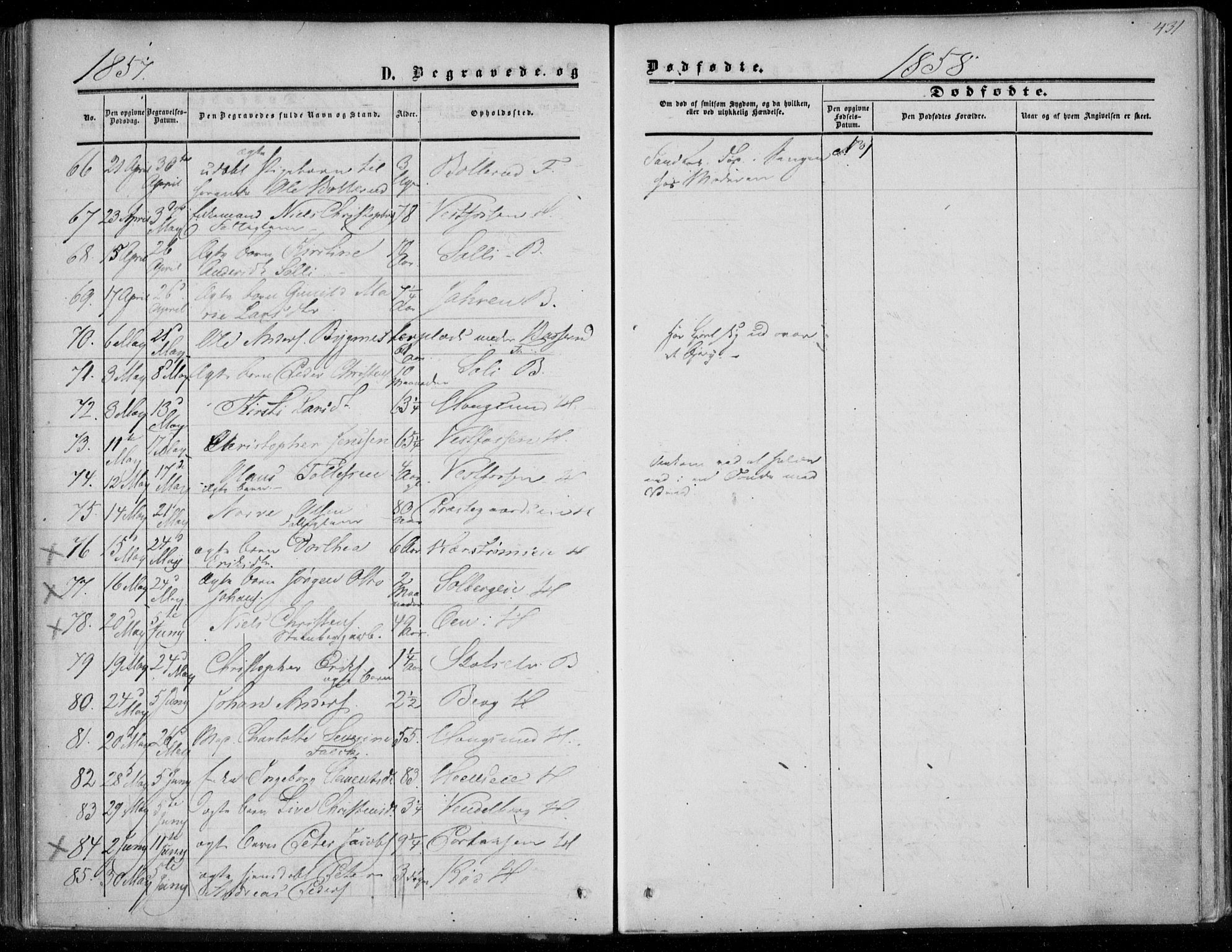 Eiker kirkebøker, AV/SAKO-A-4/F/Fa/L0015b: Parish register (official) no. I 15B, 1854-1860, p. 431