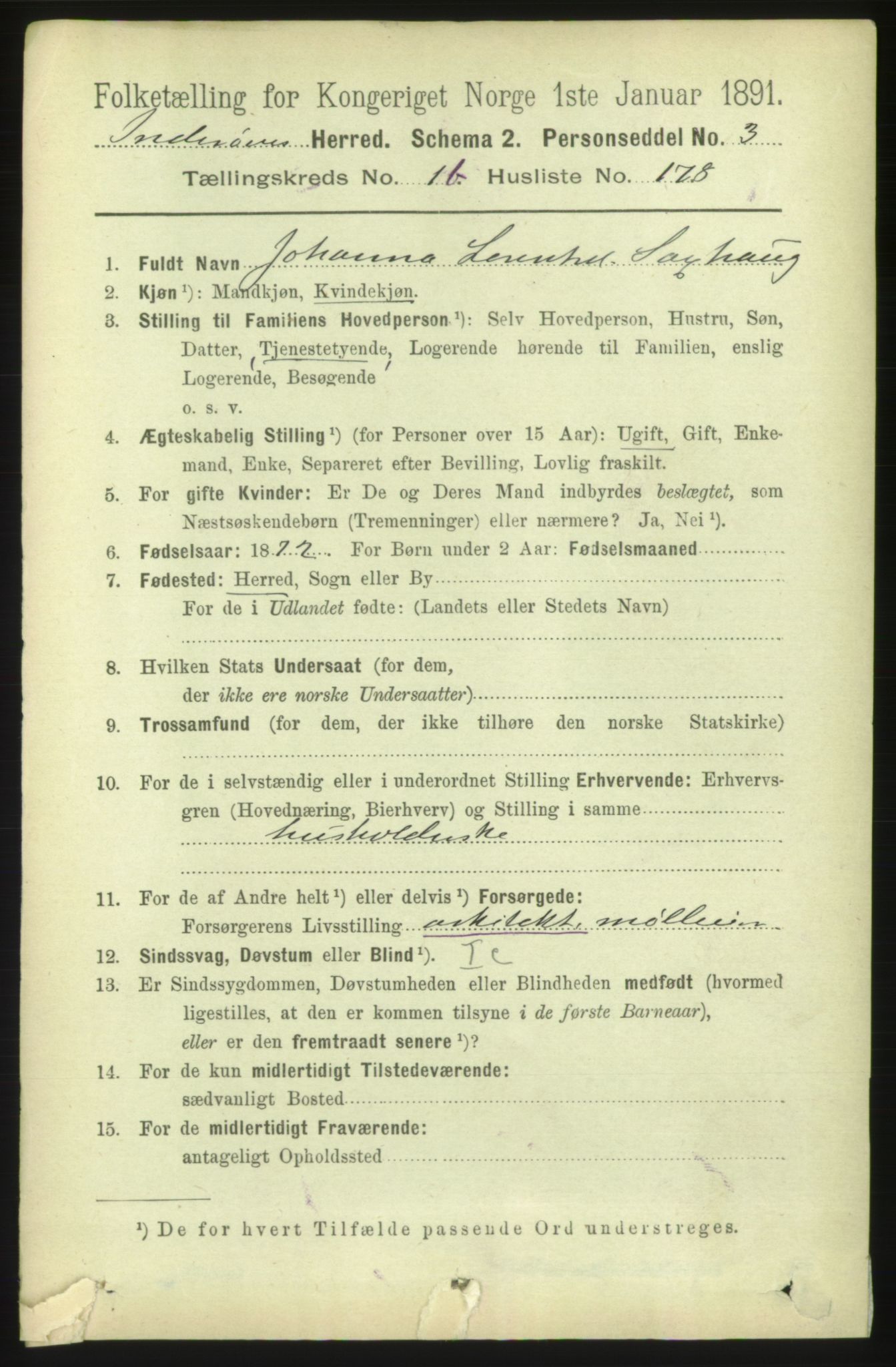 RA, 1891 census for 1729 Inderøy, 1891, p. 1181