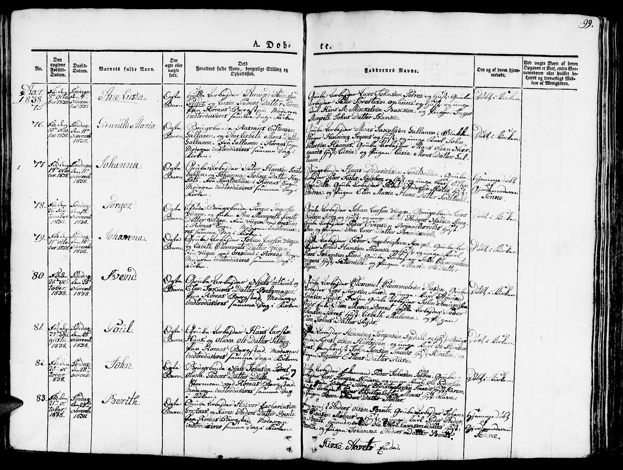 Ministerialprotokoller, klokkerbøker og fødselsregistre - Sør-Trøndelag, SAT/A-1456/681/L0938: Parish register (copy) no. 681C02, 1829-1879, p. 99