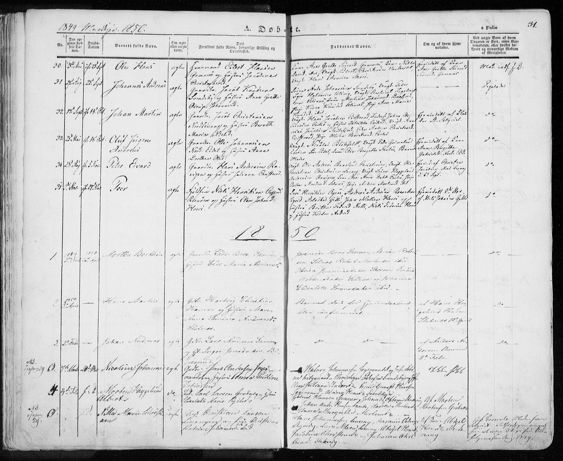 Karlsøy sokneprestembete, SATØ/S-1299/H/Ha/Haa/L0003kirke: Parish register (official) no. 3, 1843-1860, p. 31