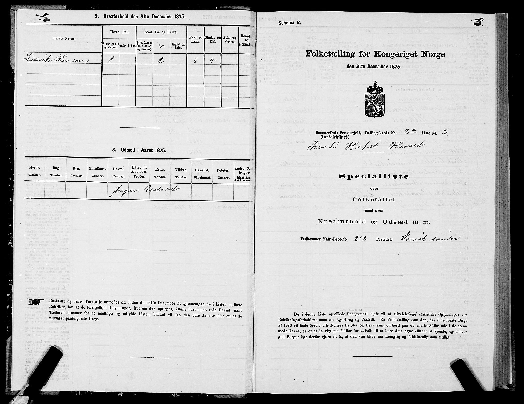 SATØ, 1875 census for 2016L Hammerfest/Hammerfest og Kvalsund, 1875, p. 1003