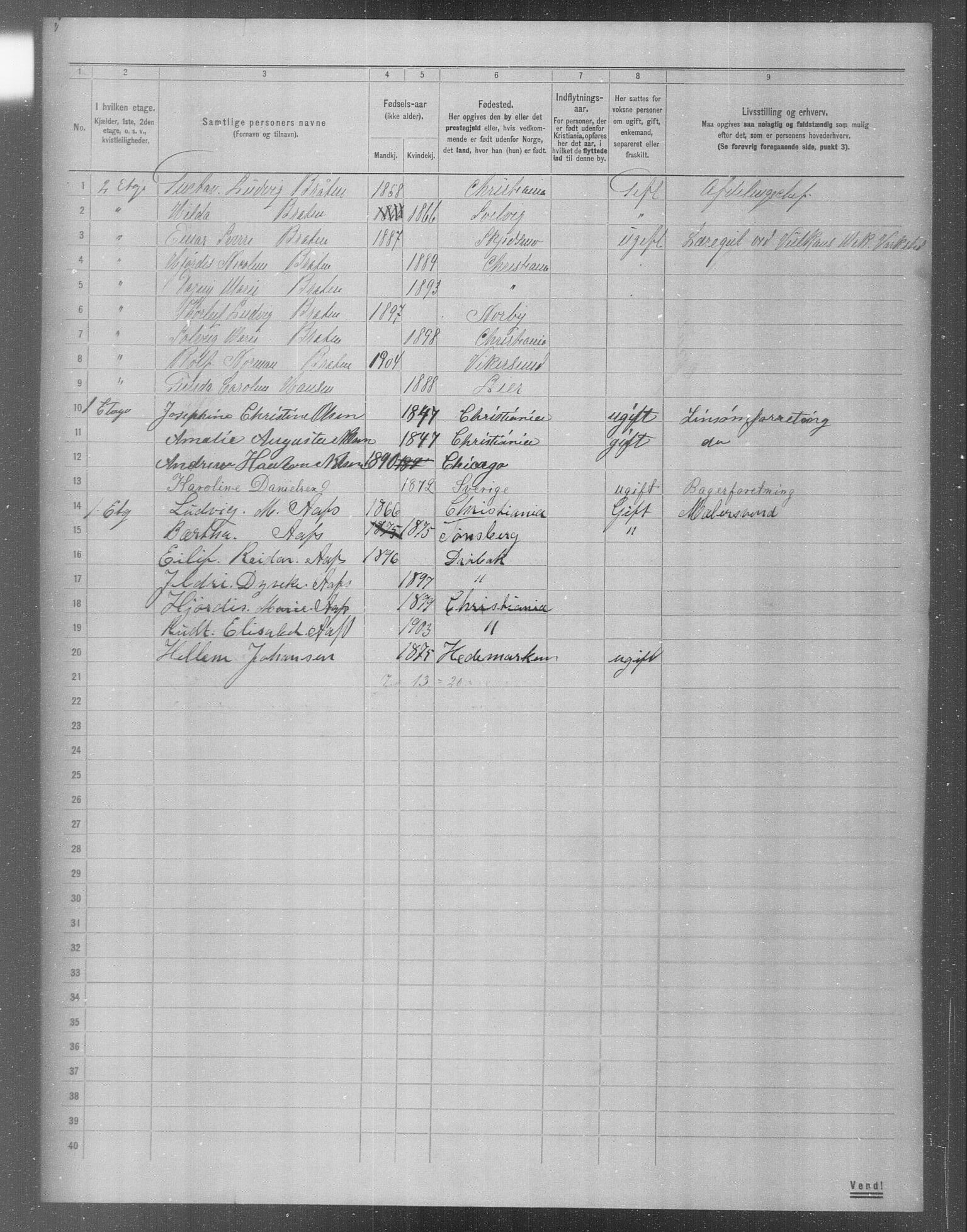 OBA, Municipal Census 1904 for Kristiania, 1904, p. 6114