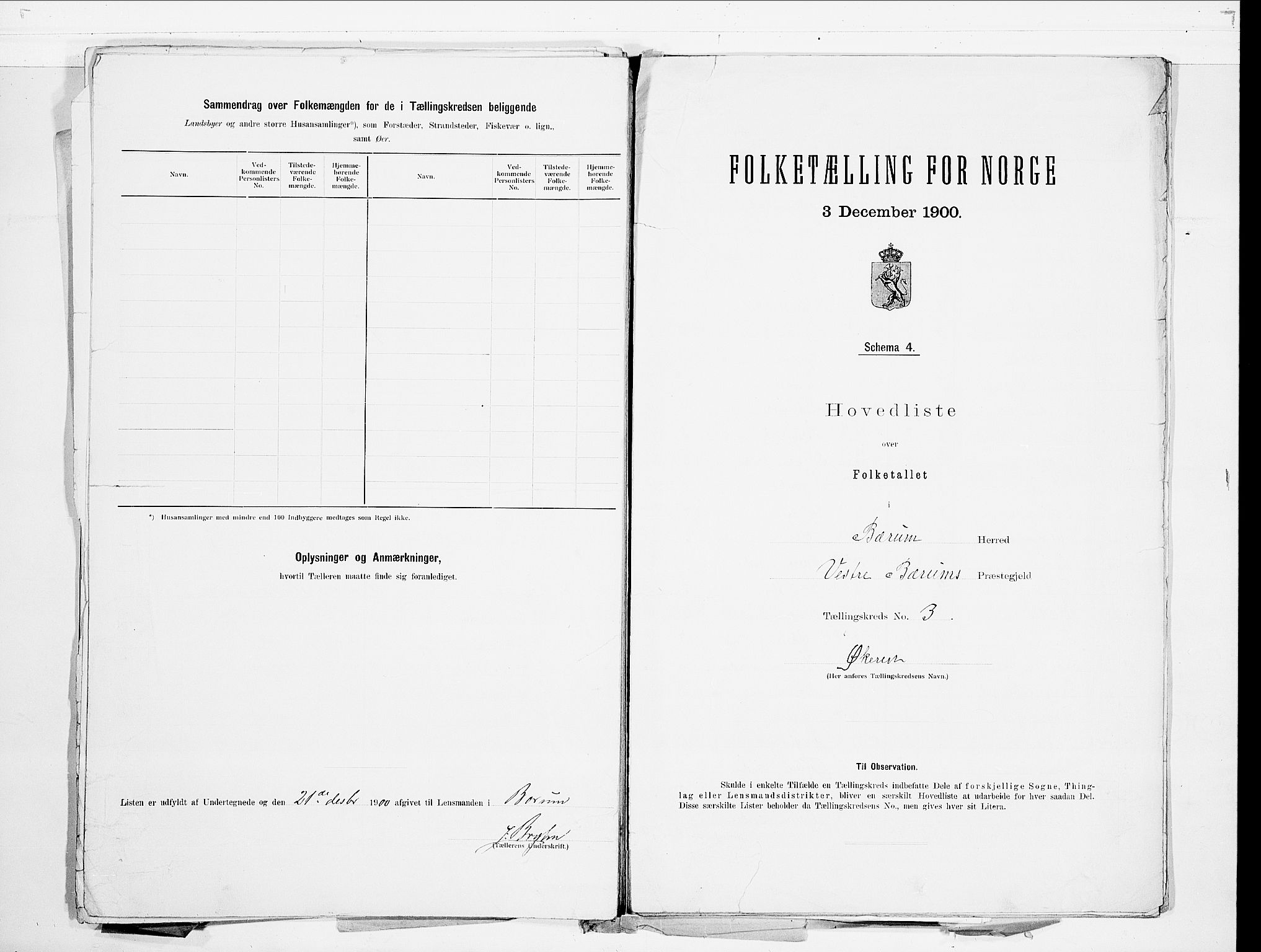 SAO, 1900 census for Bærum, 1900, p. 26