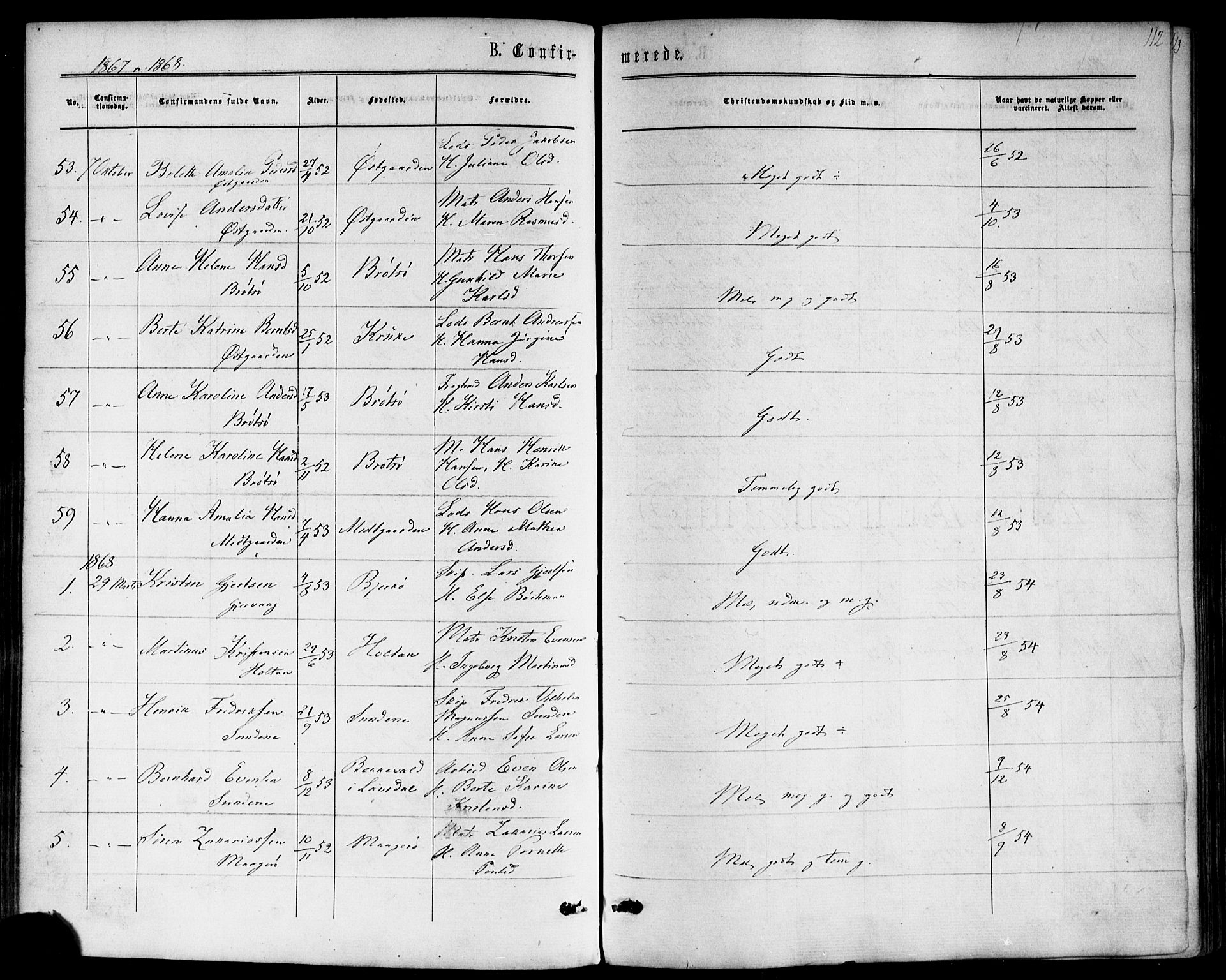 Nøtterøy kirkebøker, SAKO/A-354/F/Fb/L0001: Parish register (official) no. II 1, 1865-1878, p. 112