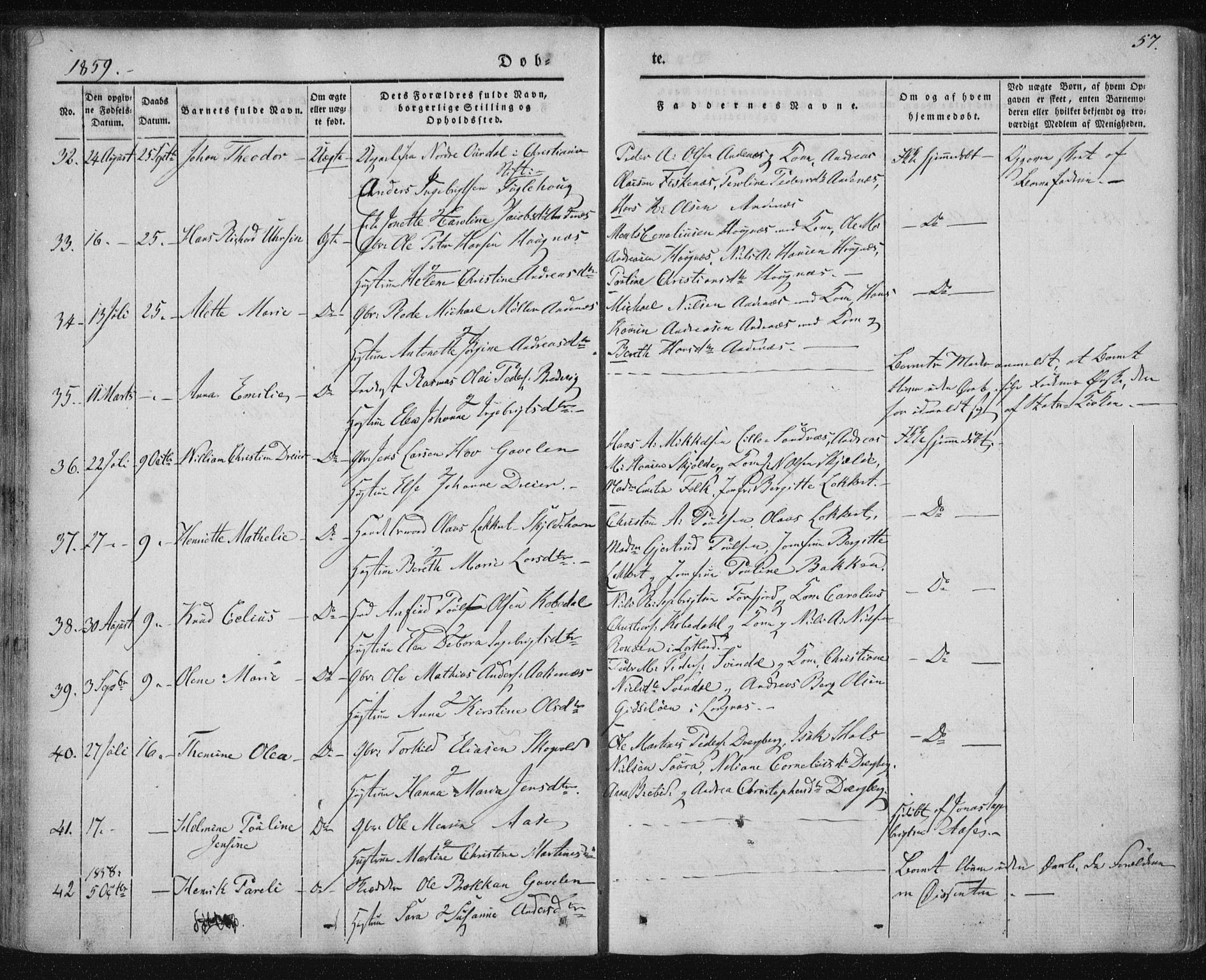 Ministerialprotokoller, klokkerbøker og fødselsregistre - Nordland, AV/SAT-A-1459/897/L1396: Parish register (official) no. 897A04, 1842-1866, p. 57