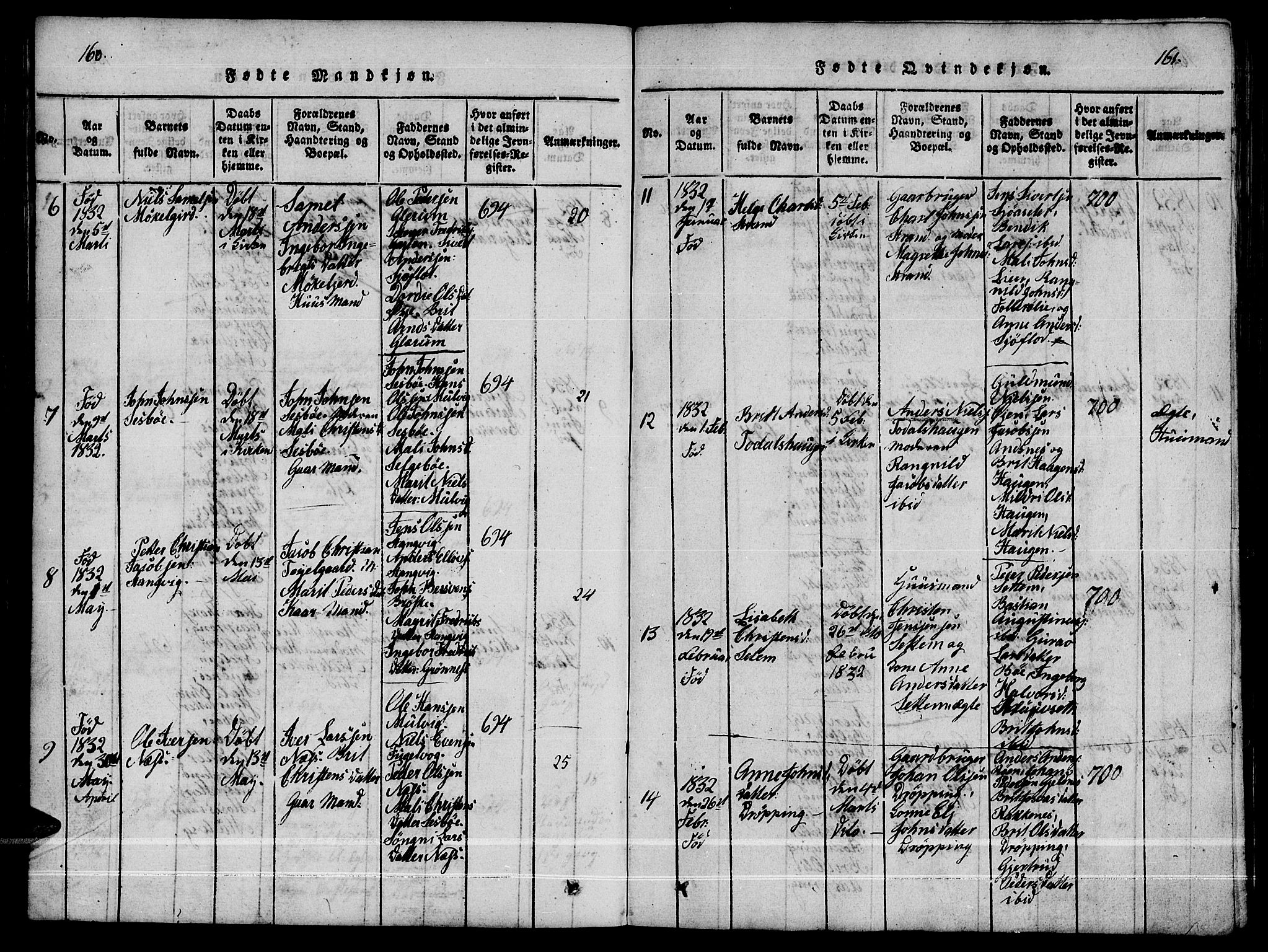 Ministerialprotokoller, klokkerbøker og fødselsregistre - Møre og Romsdal, AV/SAT-A-1454/592/L1031: Parish register (copy) no. 592C01, 1820-1833, p. 160-161