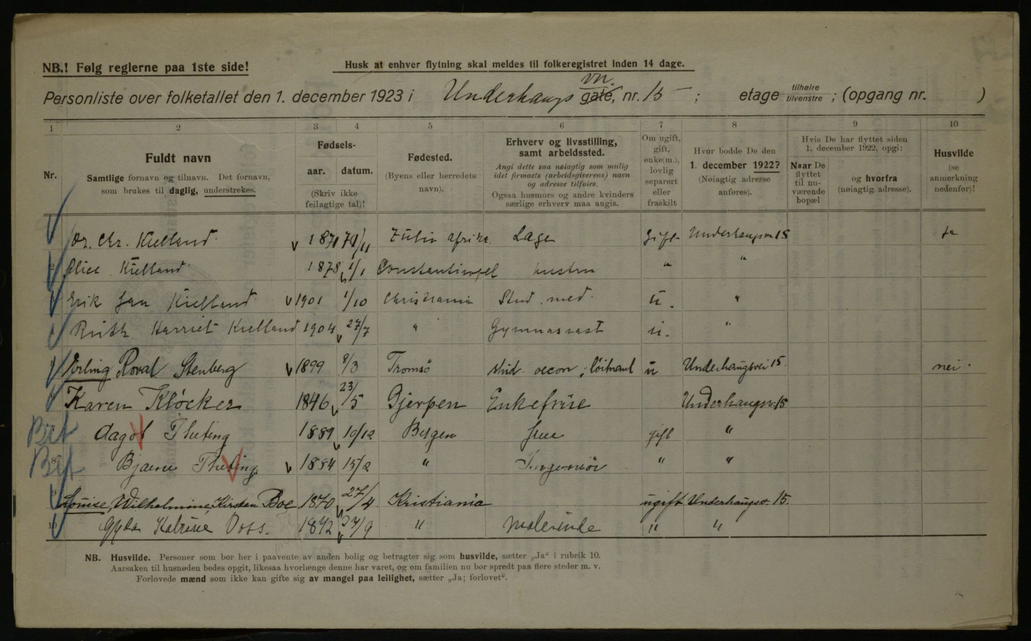 OBA, Municipal Census 1923 for Kristiania, 1923, p. 132637