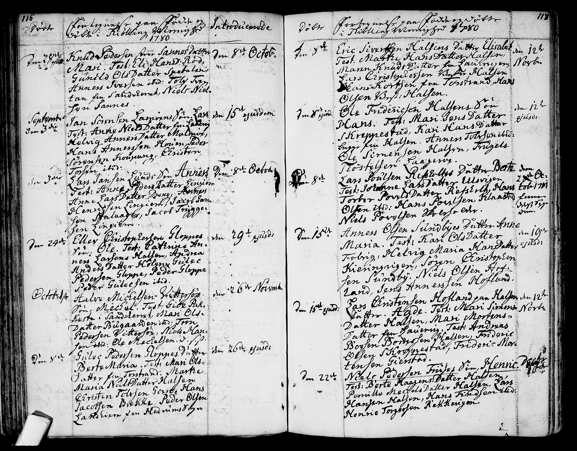 Tjølling kirkebøker, SAKO/A-60/F/Fa/L0004: Parish register (official) no. 4, 1779-1817, p. 116-117