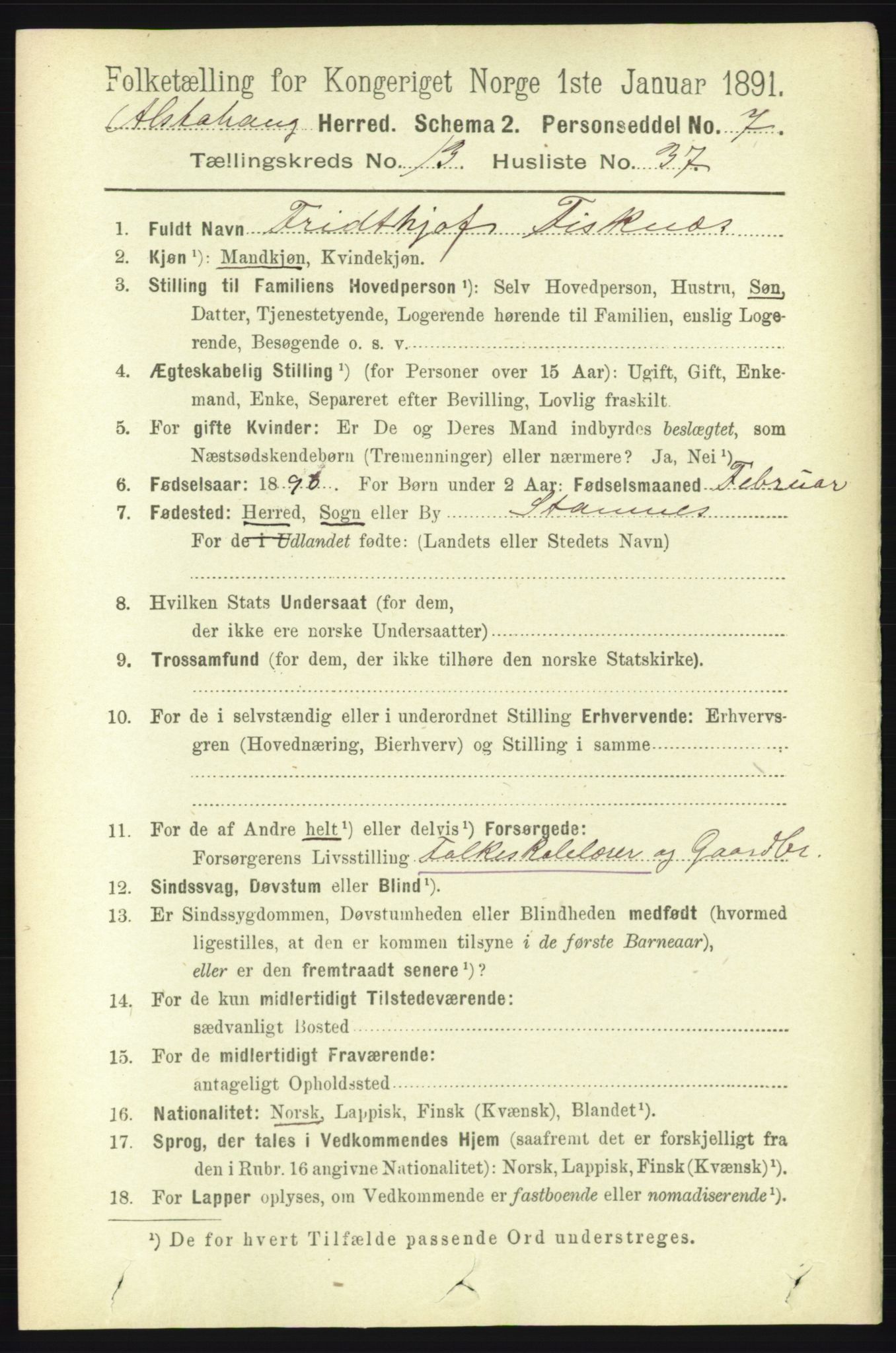 RA, 1891 census for 1820 Alstahaug, 1891, p. 4881