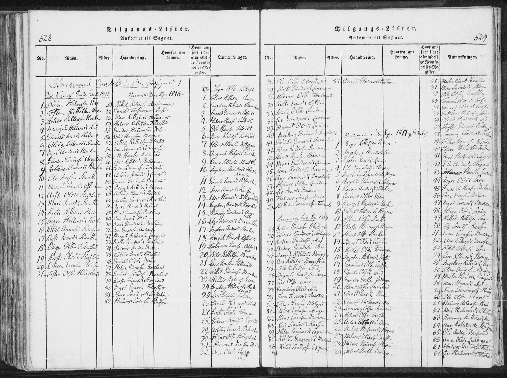 Bø kirkebøker, SAKO/A-257/F/Fa/L0006: Parish register (official) no. 6, 1815-1831, p. 628-629
