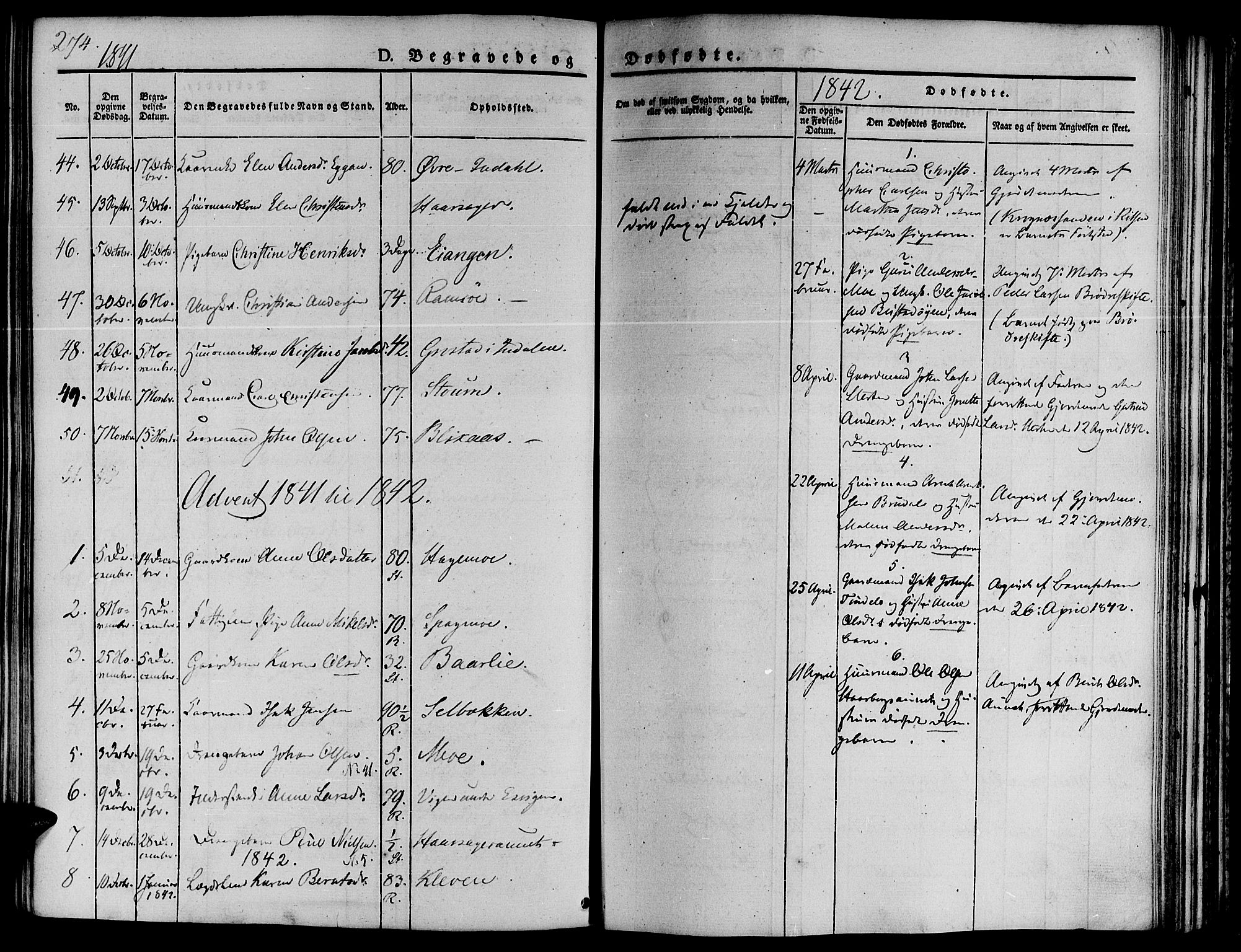 Ministerialprotokoller, klokkerbøker og fødselsregistre - Sør-Trøndelag, SAT/A-1456/646/L0610: Parish register (official) no. 646A08, 1837-1847, p. 274