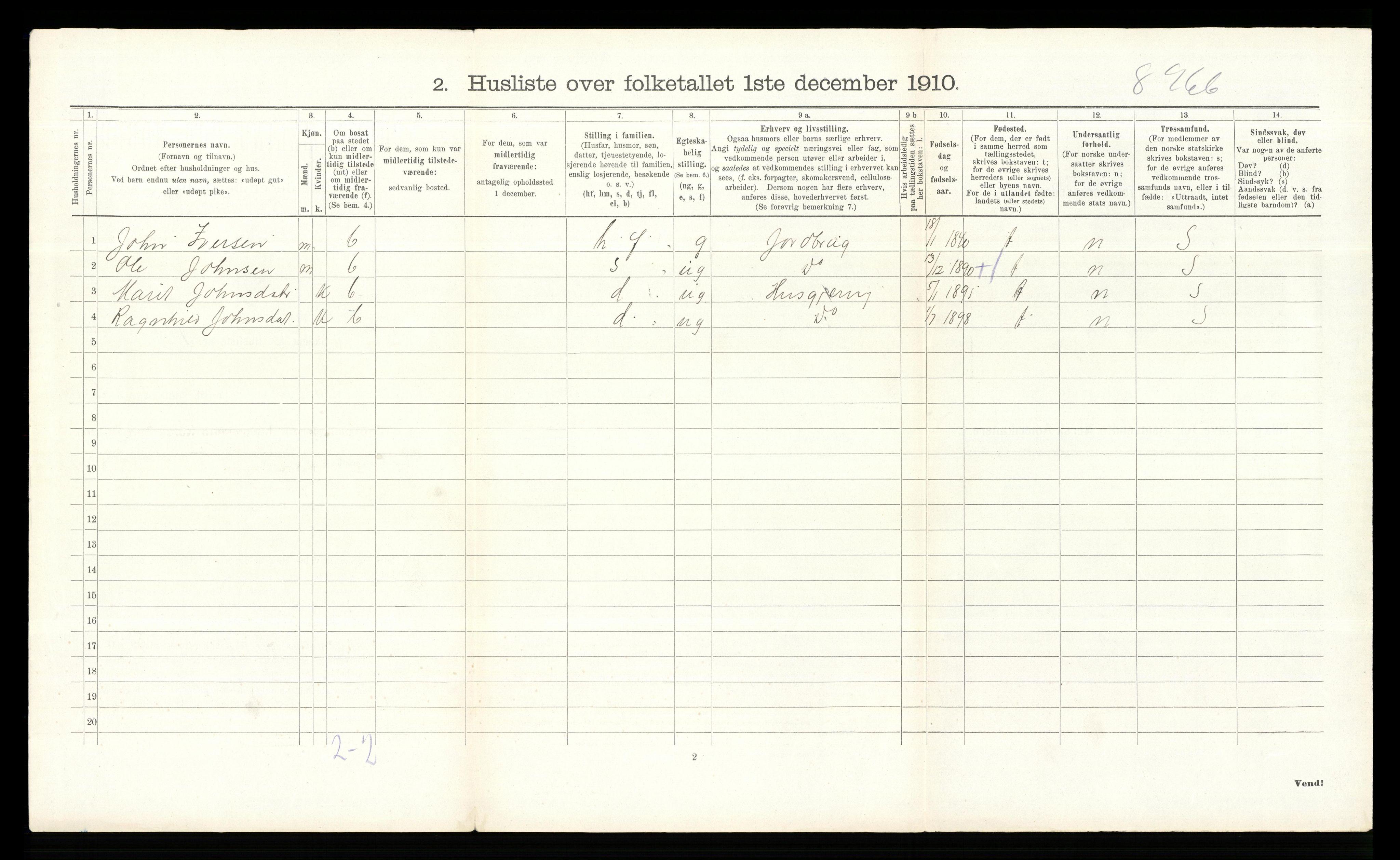 RA, 1910 census for Dovre, 1910, p. 666