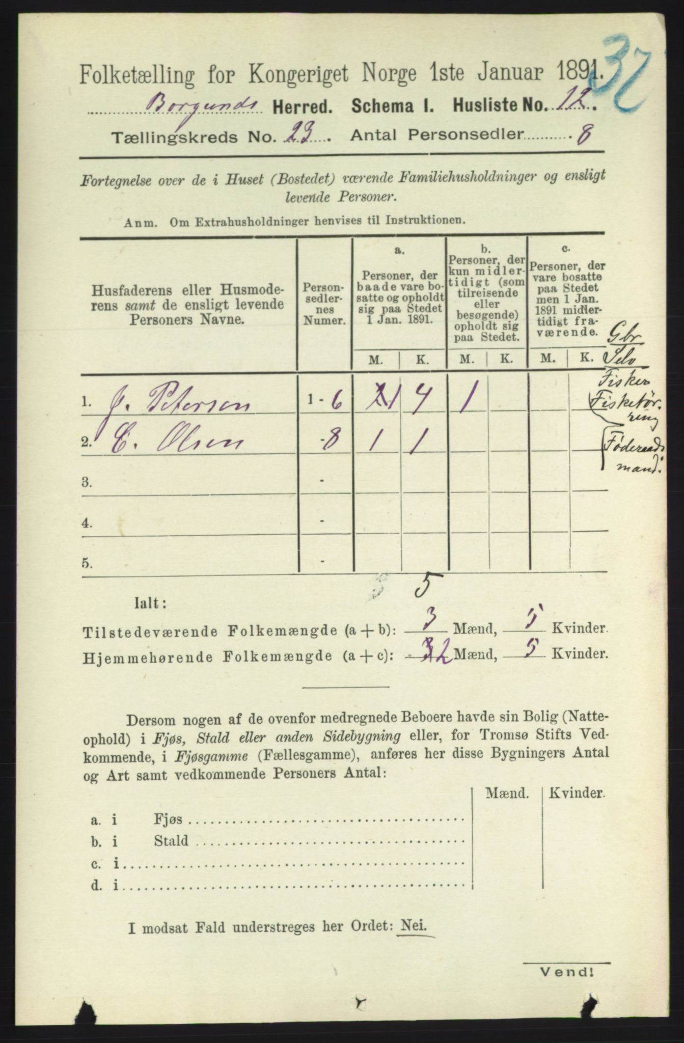 RA, 1891 census for 1531 Borgund, 1891, p. 6956