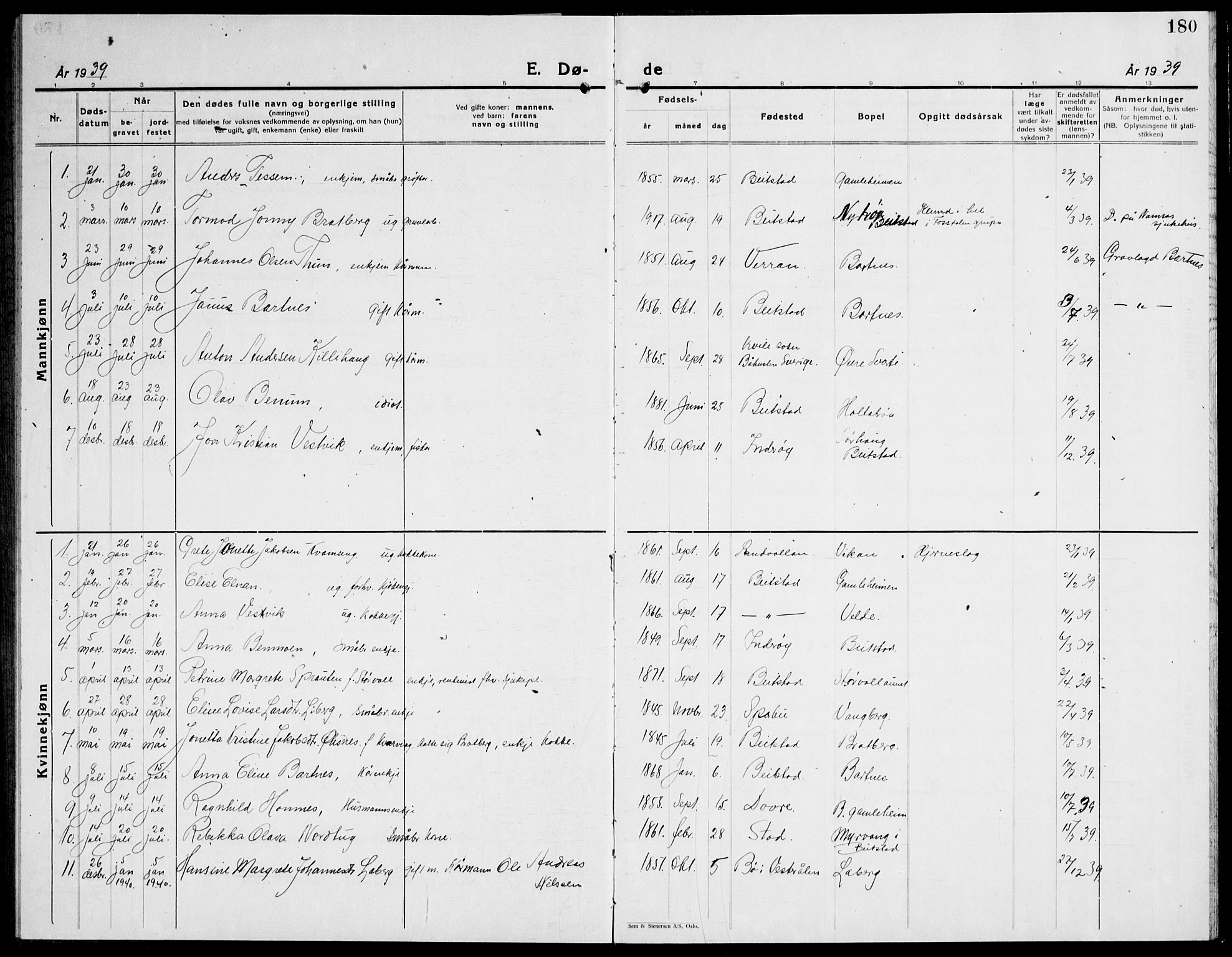 Ministerialprotokoller, klokkerbøker og fødselsregistre - Nord-Trøndelag, SAT/A-1458/741/L0403: Parish register (copy) no. 741C04, 1925-1944, p. 180