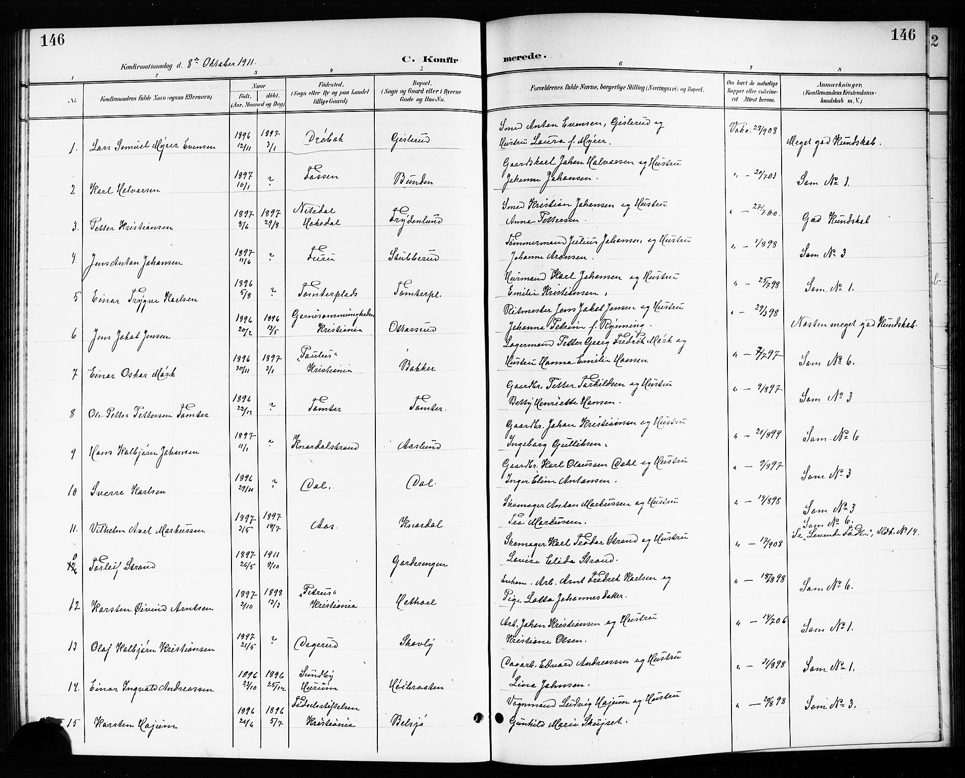 Drøbak prestekontor Kirkebøker, AV/SAO-A-10142a/G/Gb/L0001: Parish register (copy) no. II 1, 1901-1919, p. 146