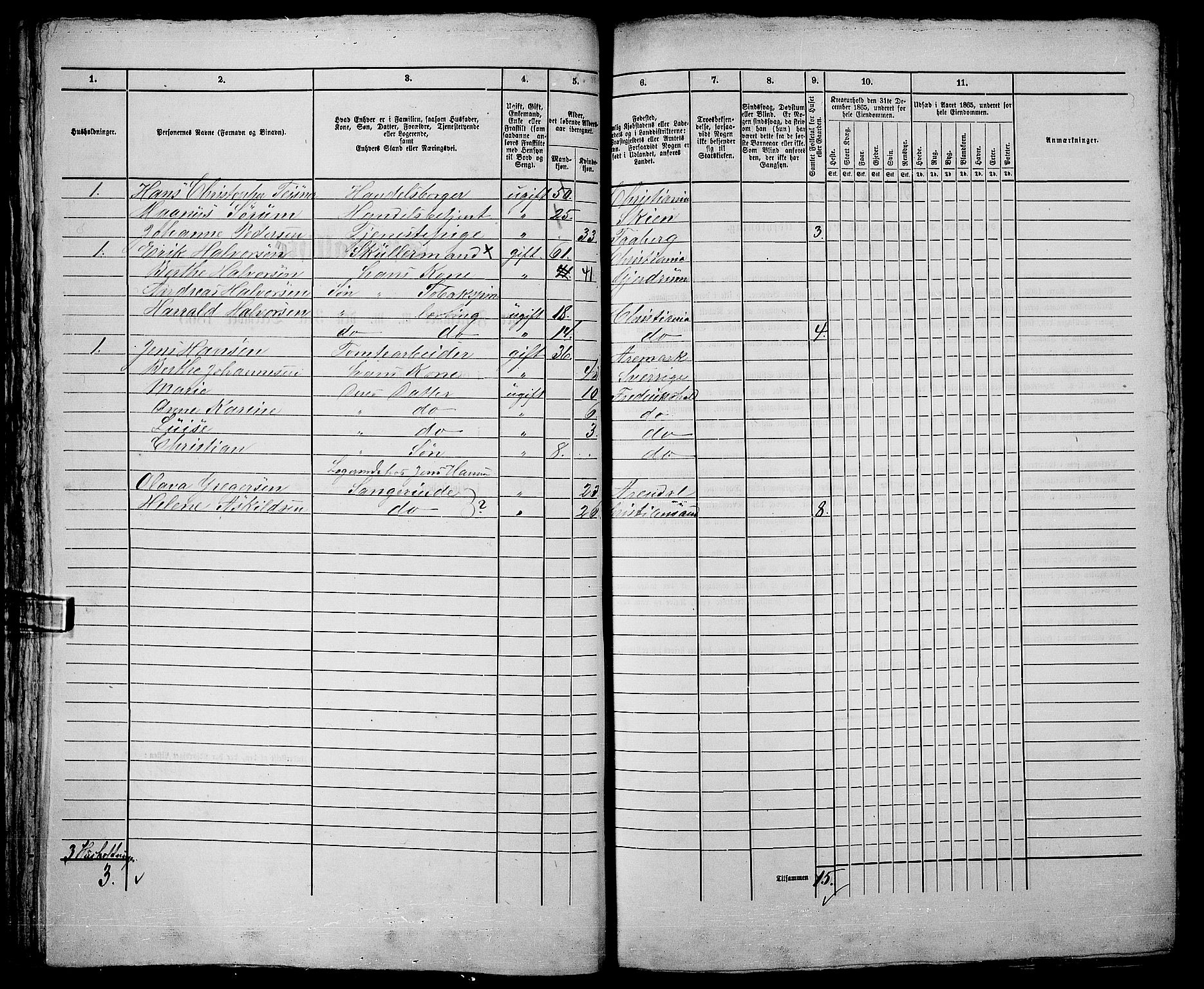 RA, 1865 census for Kristiania, 1865, p. 1170