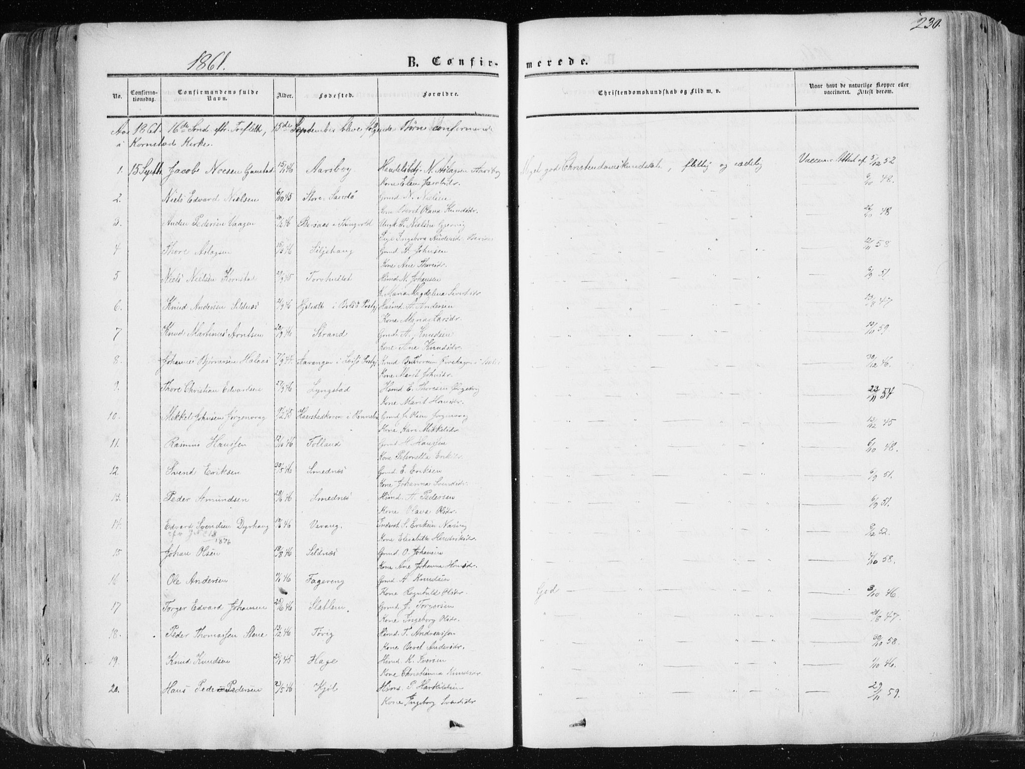 Ministerialprotokoller, klokkerbøker og fødselsregistre - Møre og Romsdal, AV/SAT-A-1454/568/L0804: Parish register (official) no. 568A11, 1854-1868, p. 230