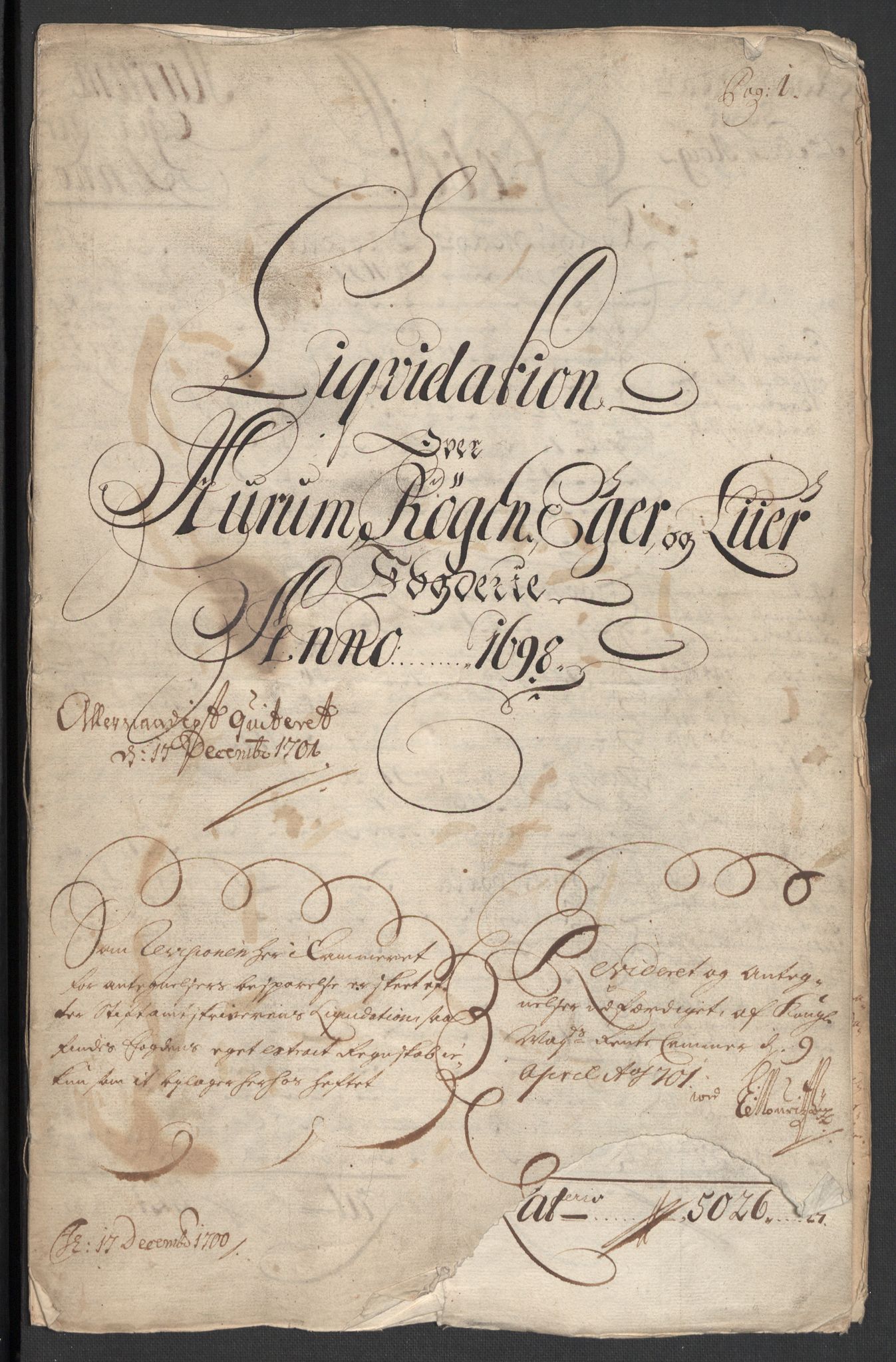Rentekammeret inntil 1814, Reviderte regnskaper, Fogderegnskap, AV/RA-EA-4092/R30/L1696: Fogderegnskap Hurum, Røyken, Eiker og Lier, 1698-1699, p. 3