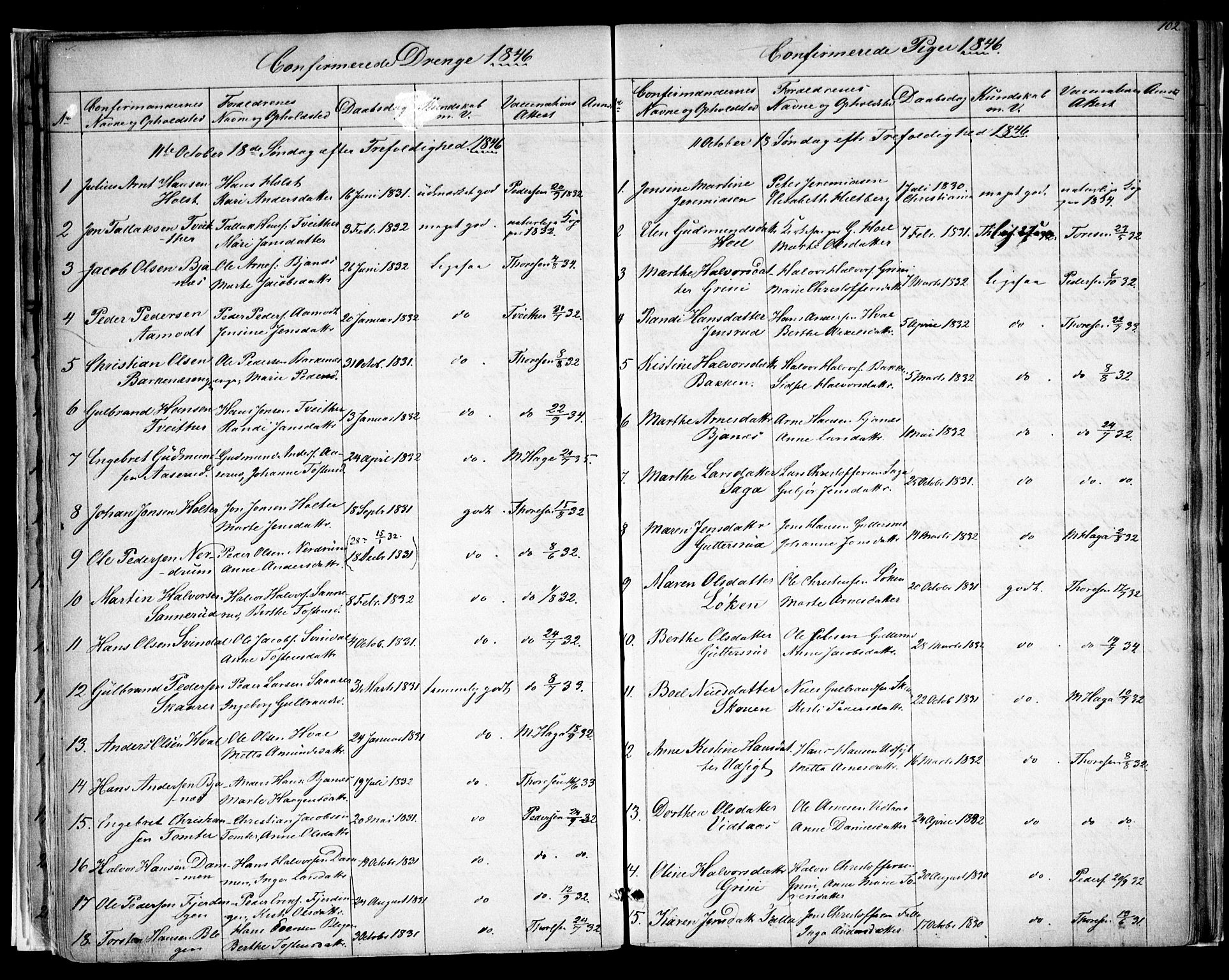 Fet prestekontor Kirkebøker, SAO/A-10370a/F/Fa/L0009: Parish register (official) no. I 9, 1843-1846, p. 102