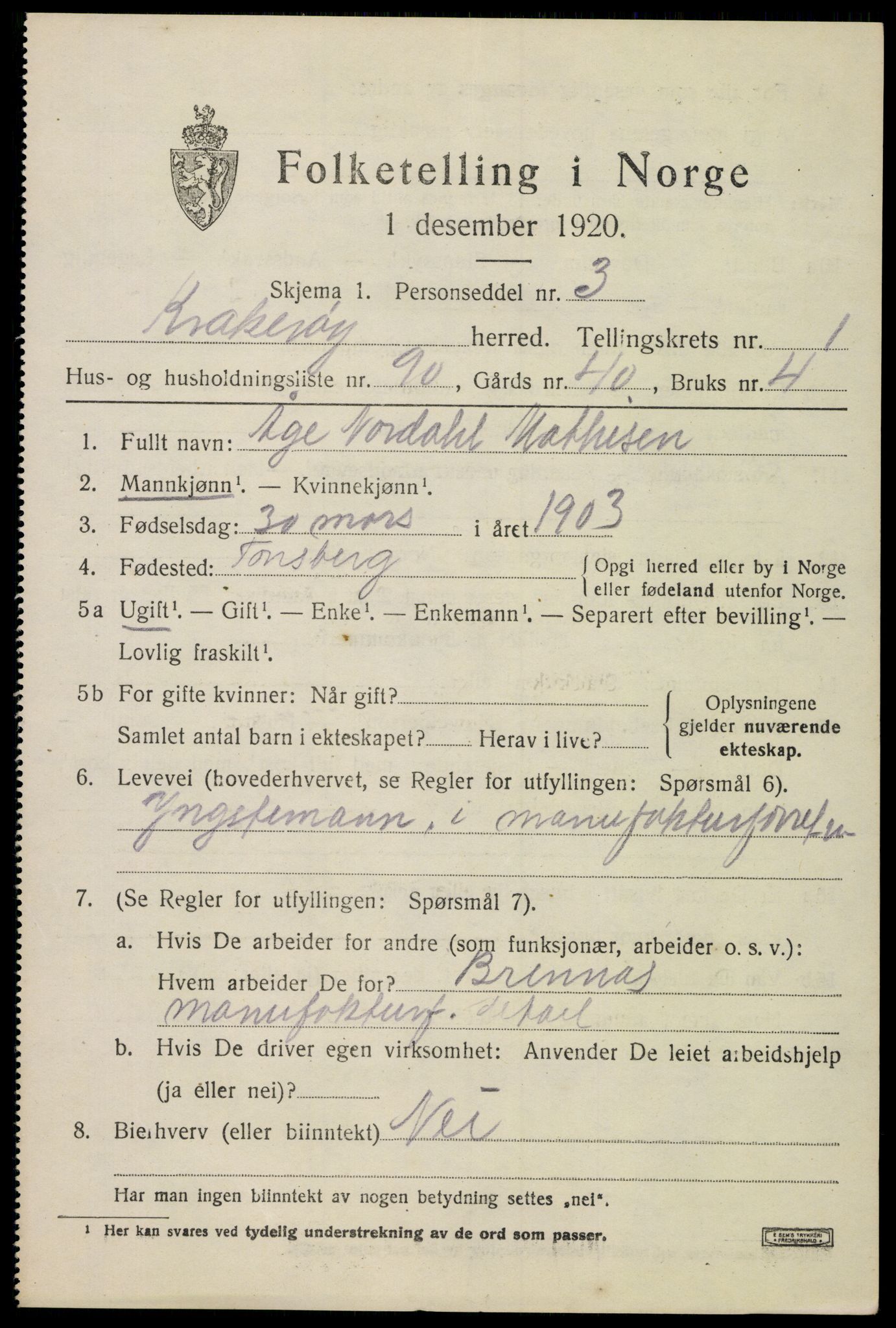 SAO, 1920 census for Kråkerøy, 1920, p. 2296