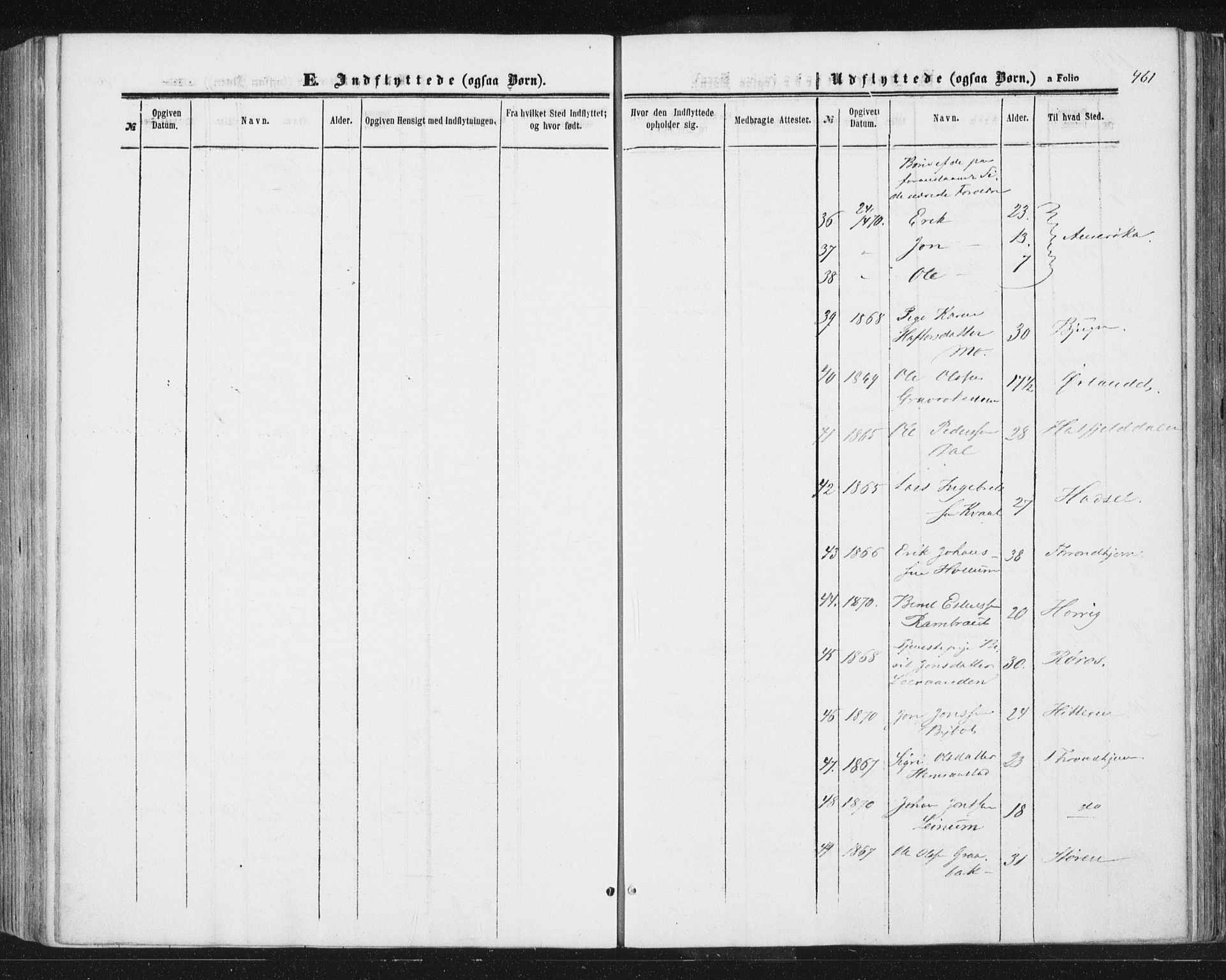 Ministerialprotokoller, klokkerbøker og fødselsregistre - Sør-Trøndelag, SAT/A-1456/691/L1077: Parish register (official) no. 691A09, 1862-1873, p. 461