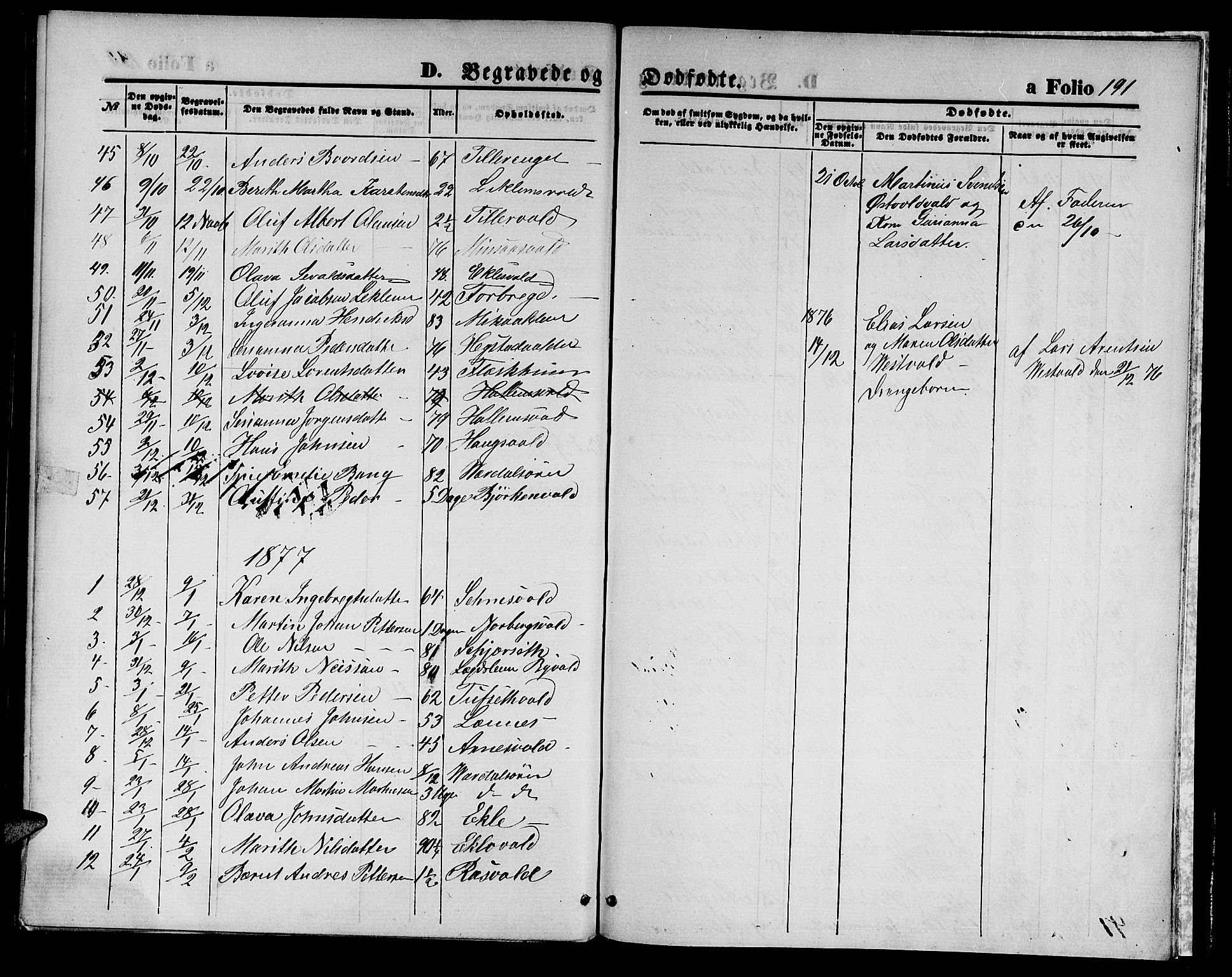 Ministerialprotokoller, klokkerbøker og fødselsregistre - Nord-Trøndelag, SAT/A-1458/723/L0255: Parish register (copy) no. 723C03, 1869-1879, p. 191
