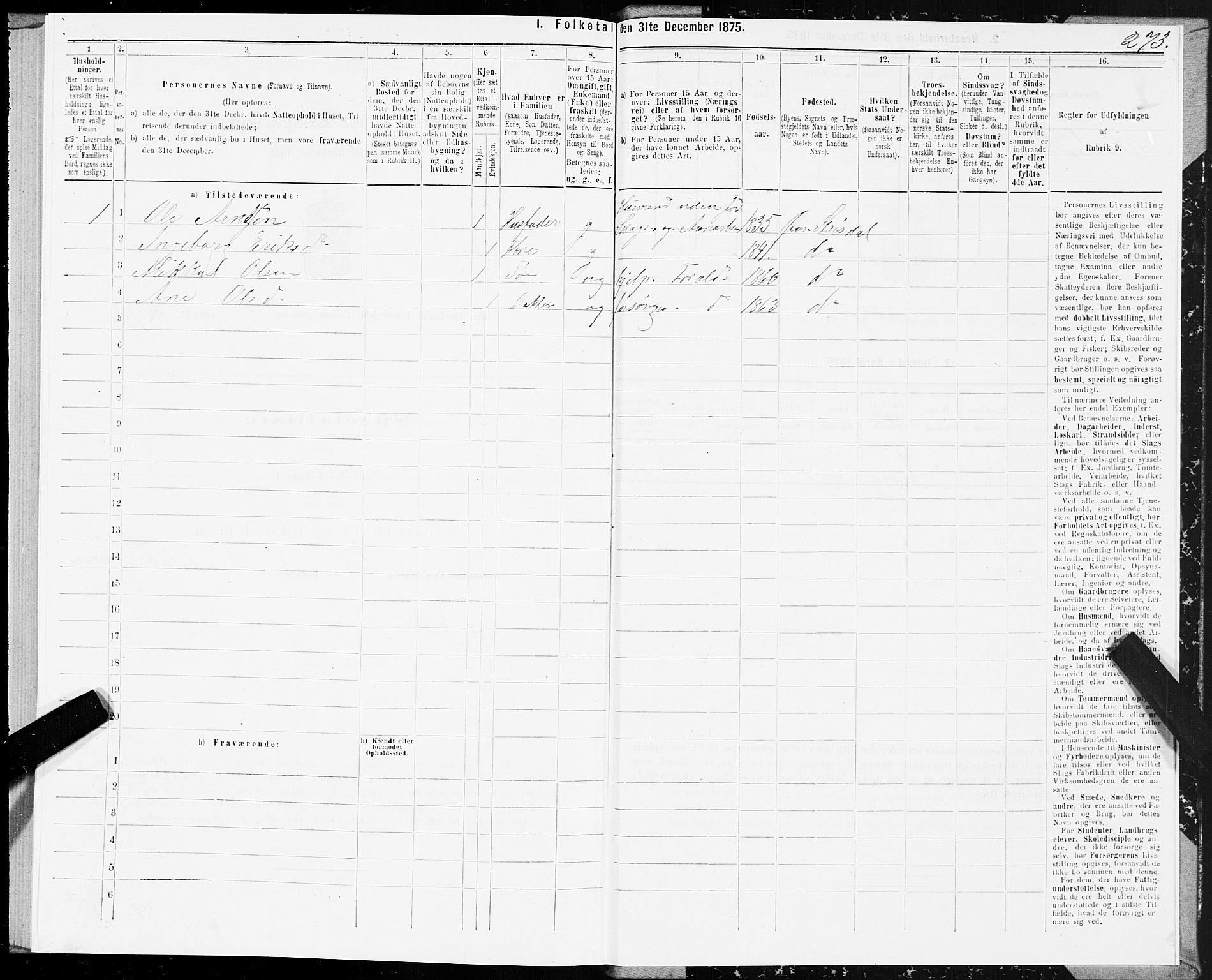 SAT, 1875 census for 1711P Øvre Stjørdal, 1875, p. 2273