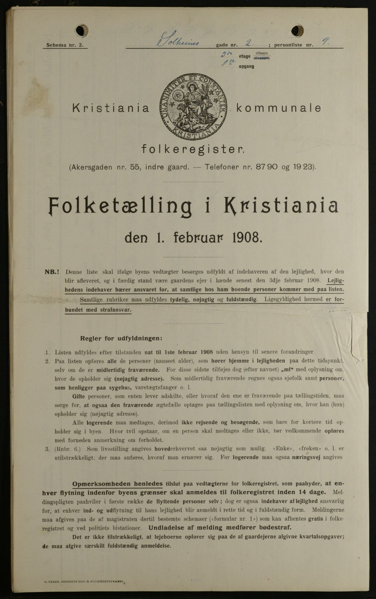 OBA, Municipal Census 1908 for Kristiania, 1908, p. 89688