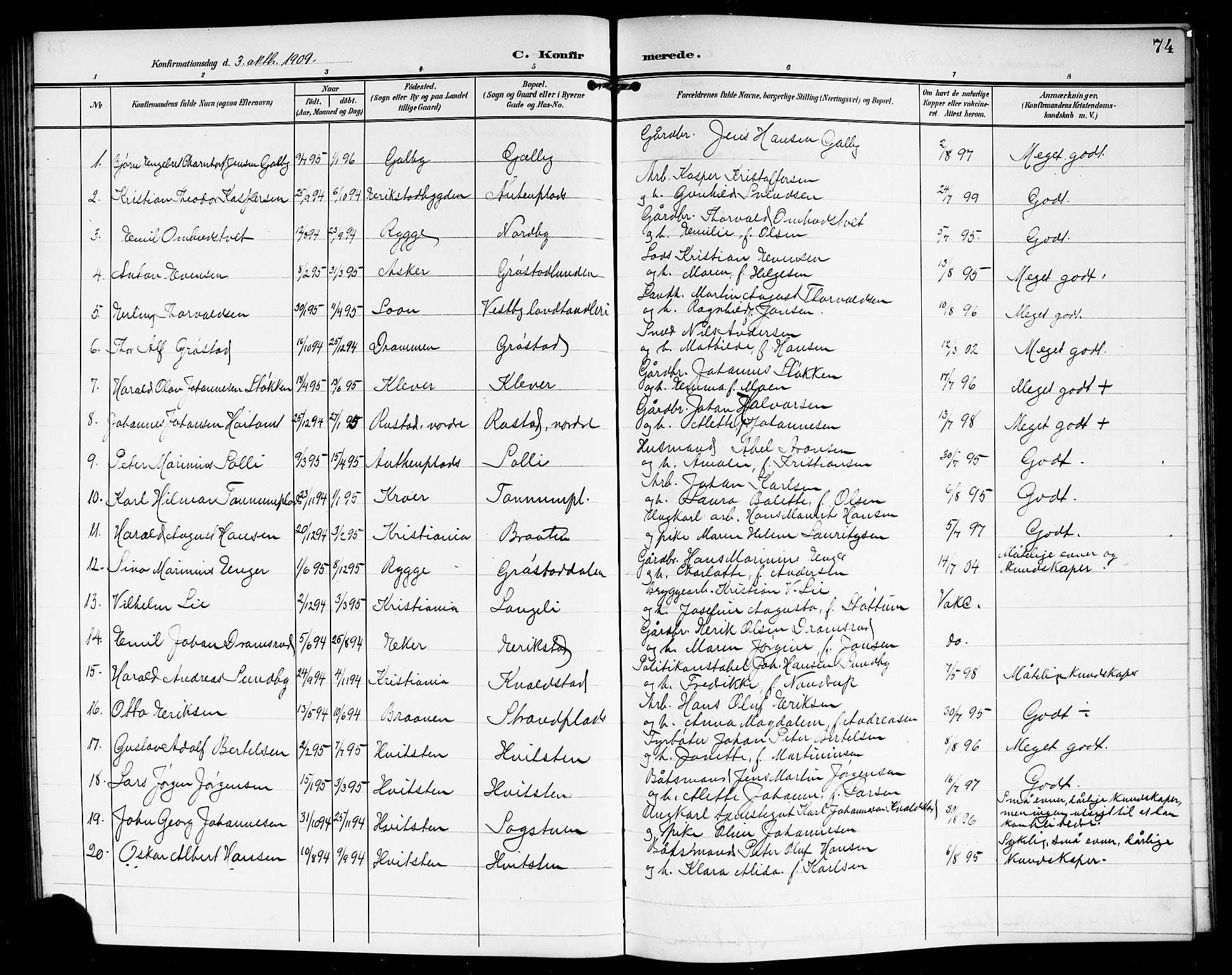 Vestby prestekontor Kirkebøker, SAO/A-10893/G/Ga/L0002: Parish register (copy) no. I 2, 1903-1916, p. 74