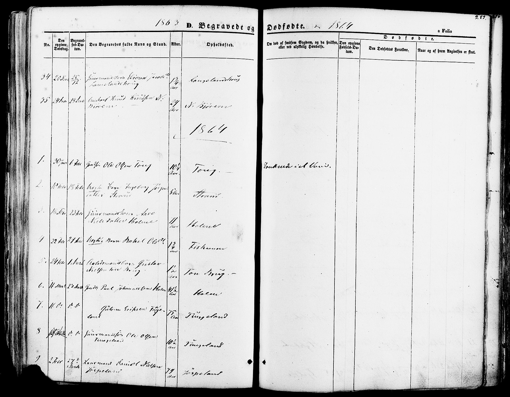 Strand sokneprestkontor, SAST/A-101828/H/Ha/Haa/L0007: Parish register (official) no. A 7, 1855-1881, p. 289