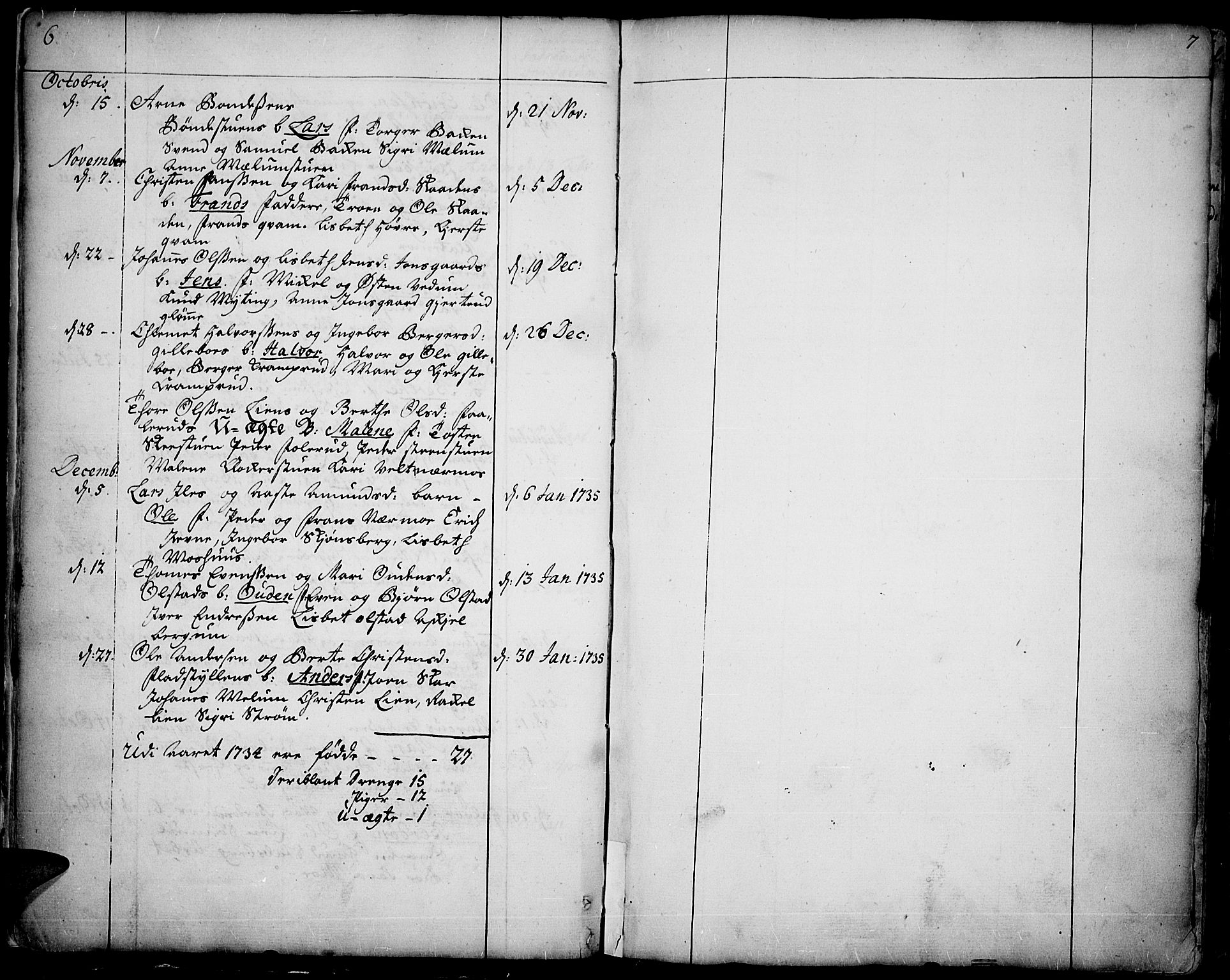 Øyer prestekontor, SAH/PREST-084/H/Ha/Haa/L0002: Parish register (official) no. 2, 1733-1784, p. 6-7