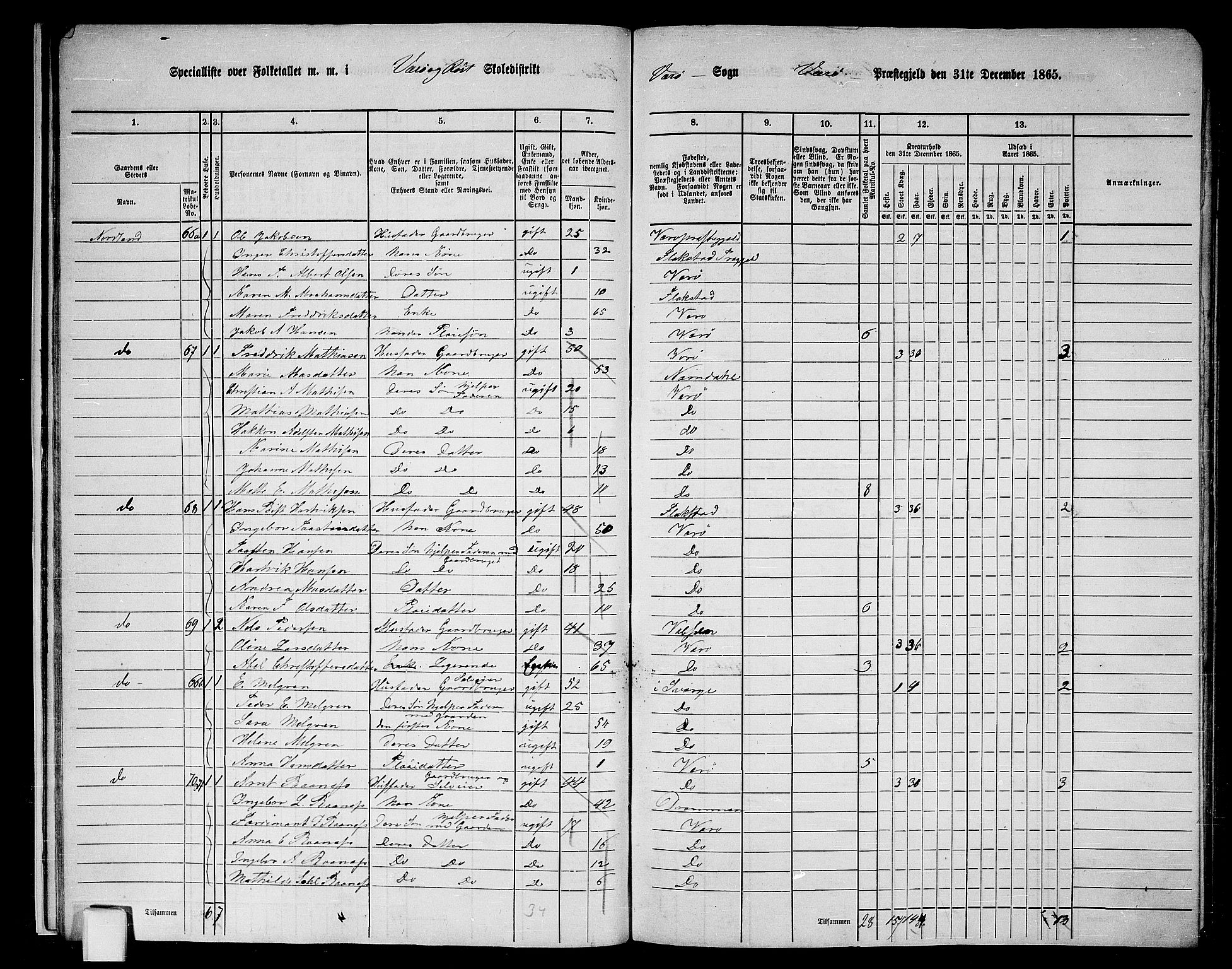 RA, 1865 census for Værøy, 1865, p. 16