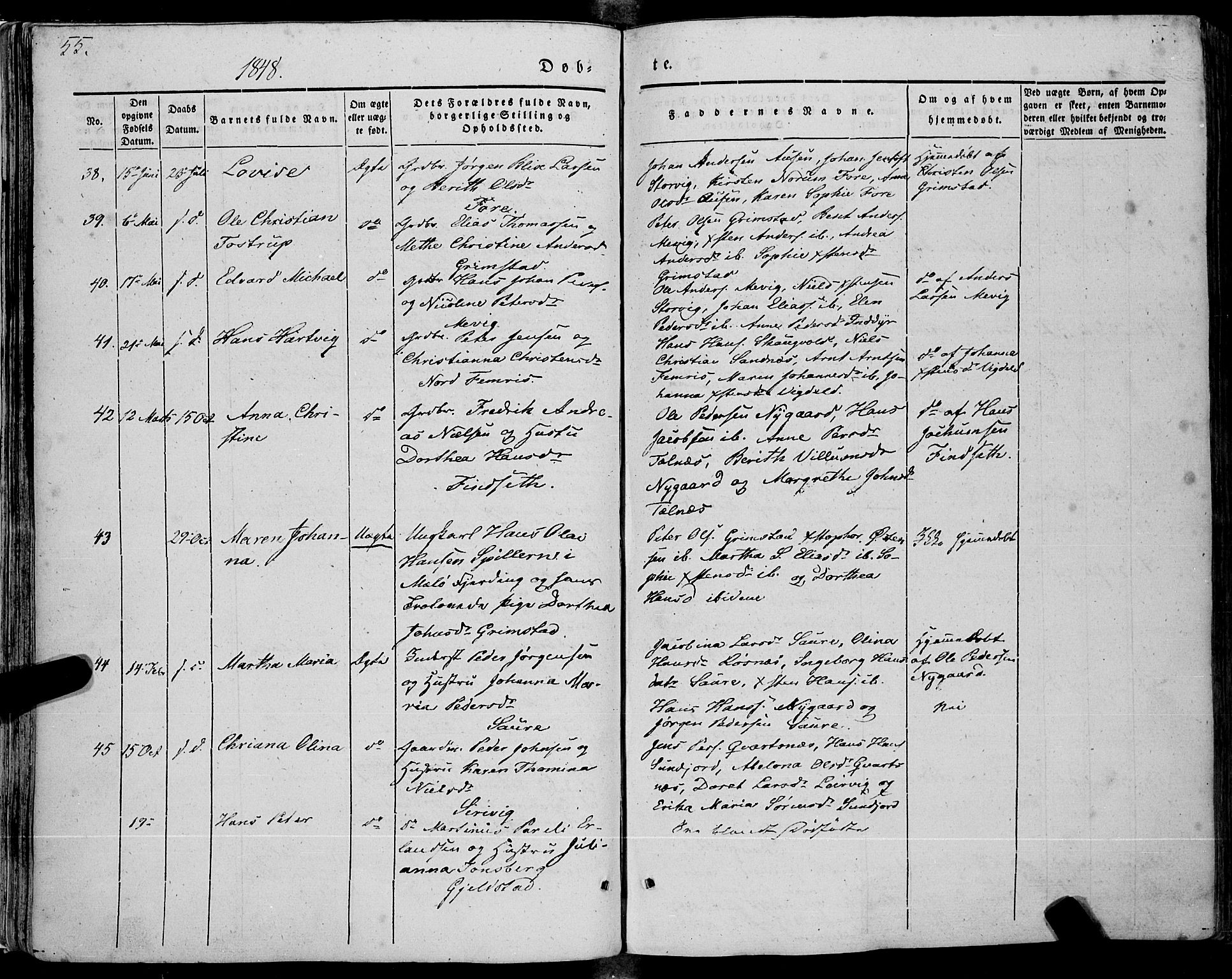 Ministerialprotokoller, klokkerbøker og fødselsregistre - Nordland, SAT/A-1459/805/L0097: Parish register (official) no. 805A04, 1837-1861, p. 55