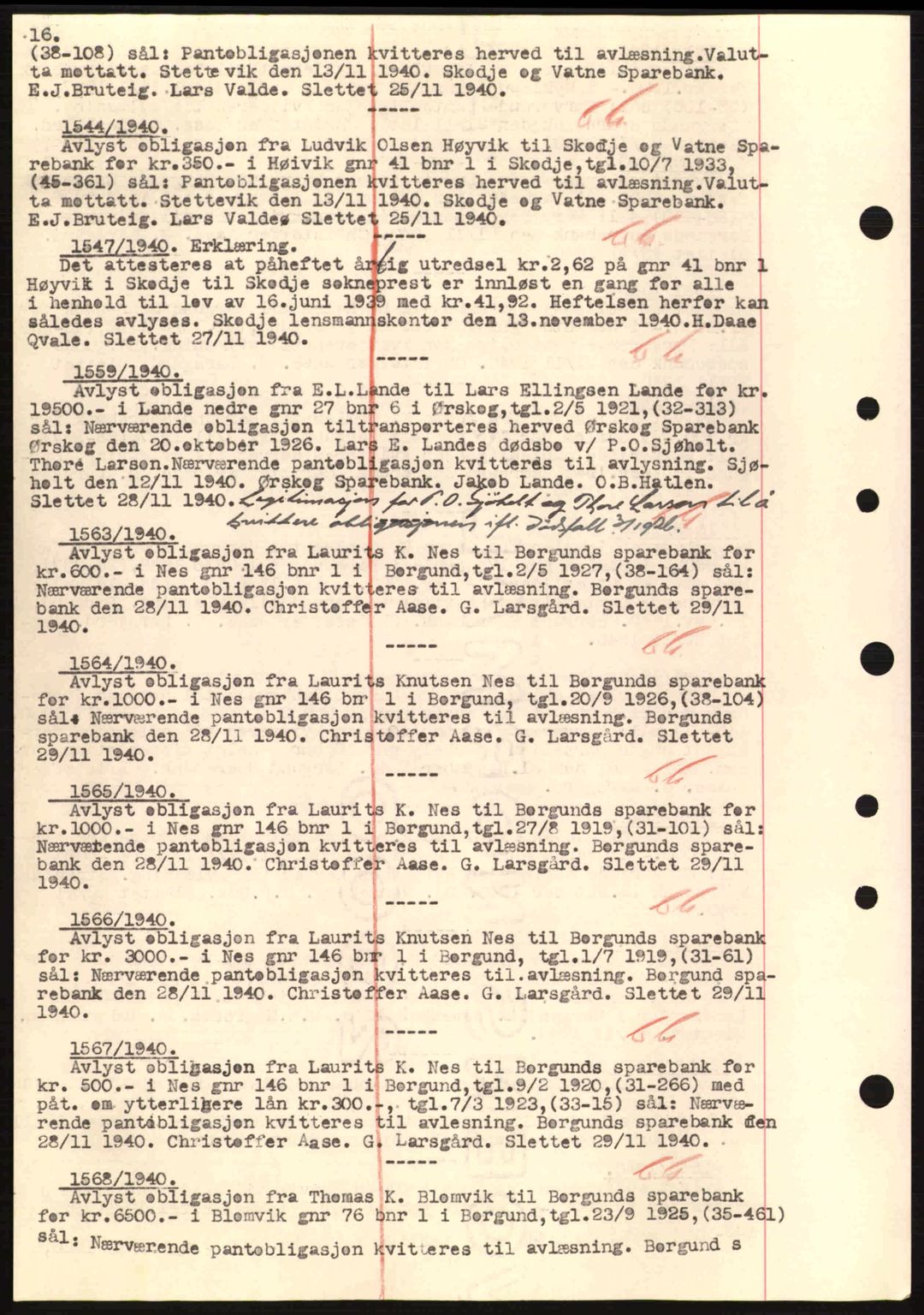 Nordre Sunnmøre sorenskriveri, SAT/A-0006/1/2/2C/2Ca: Mortgage book no. B1-6, 1938-1942, Diary no: : 1544/1940