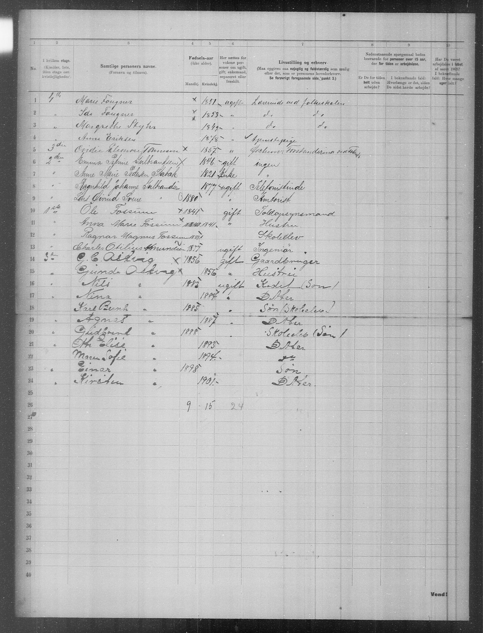 OBA, Municipal Census 1903 for Kristiania, 1903, p. 5733