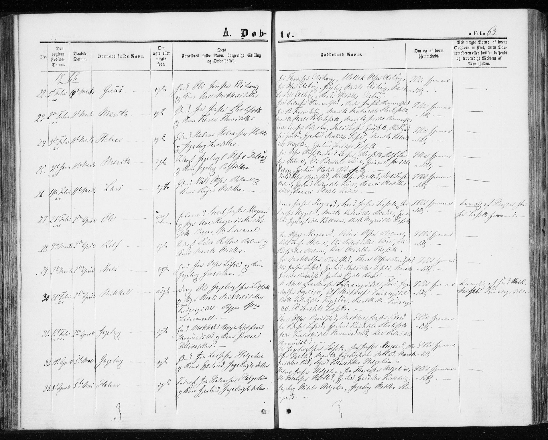 Ministerialprotokoller, klokkerbøker og fødselsregistre - Møre og Romsdal, AV/SAT-A-1454/598/L1067: Parish register (official) no. 598A01, 1858-1871, p. 63