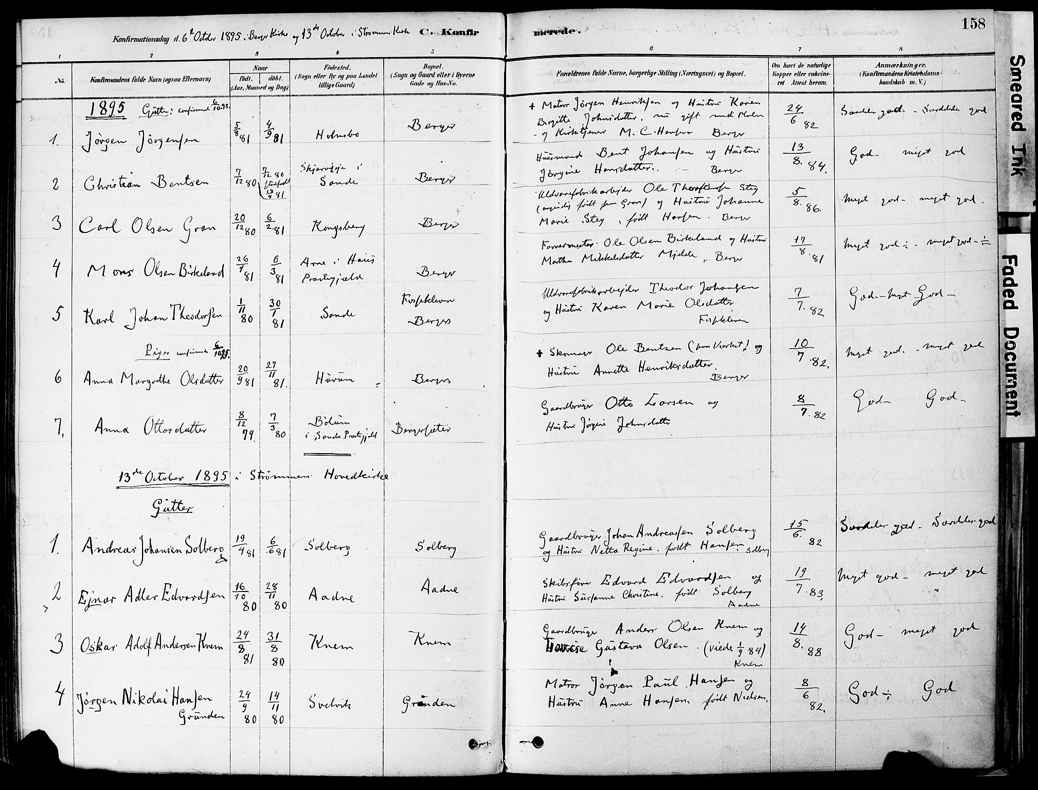 Strømm kirkebøker, AV/SAKO-A-322/F/Fa/L0004: Parish register (official) no. I 4, 1878-1899, p. 158