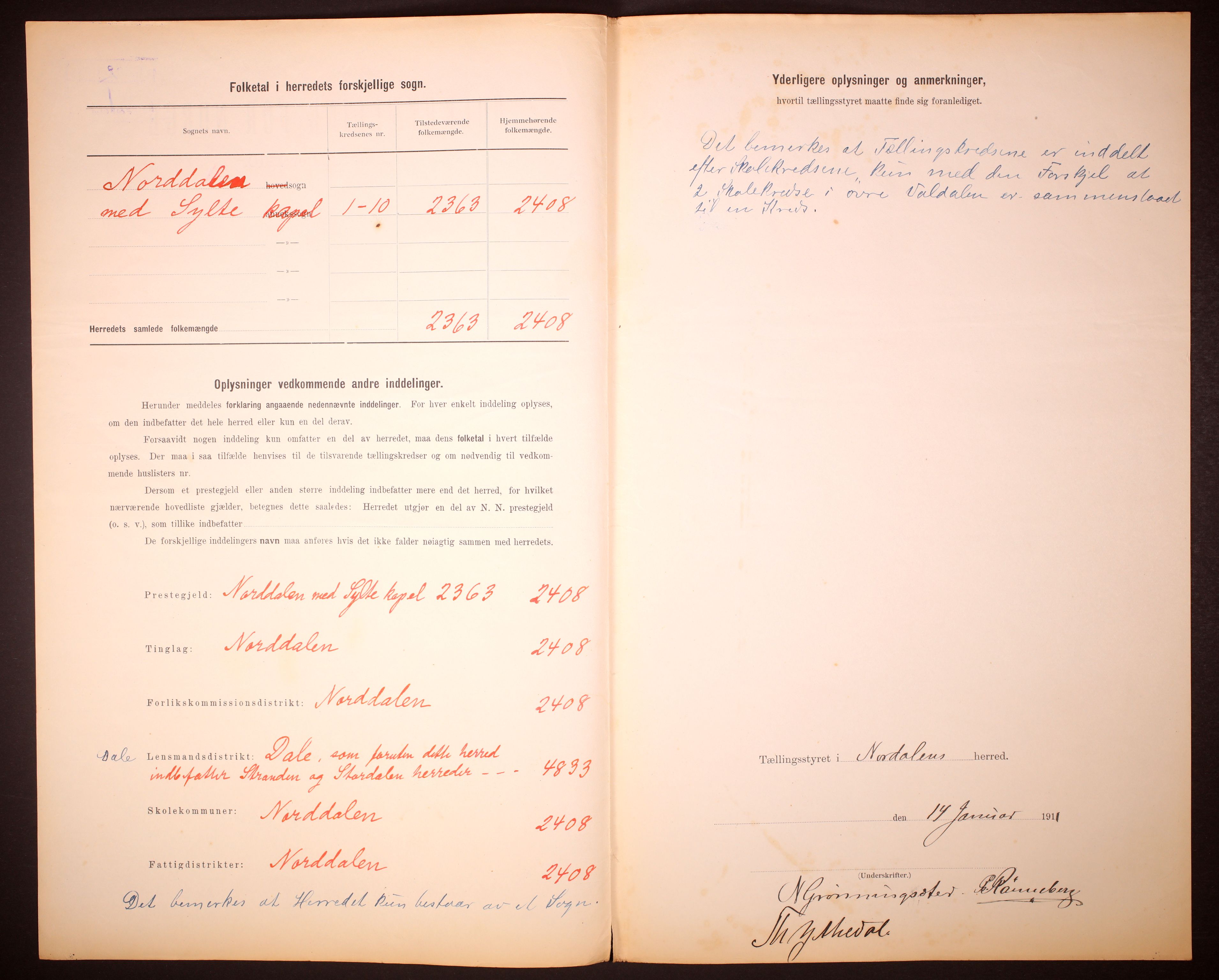 RA, 1910 census for Norddal, 1910, p. 3