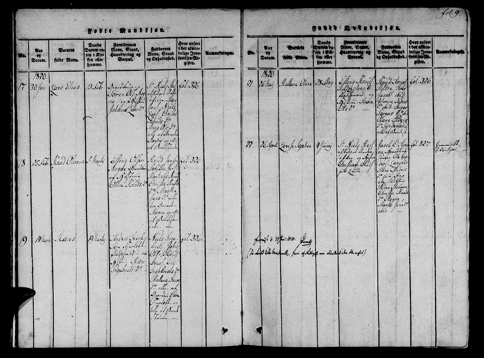 Ministerialprotokoller, klokkerbøker og fødselsregistre - Møre og Romsdal, SAT/A-1454/536/L0495: Parish register (official) no. 536A04, 1818-1847, p. 9