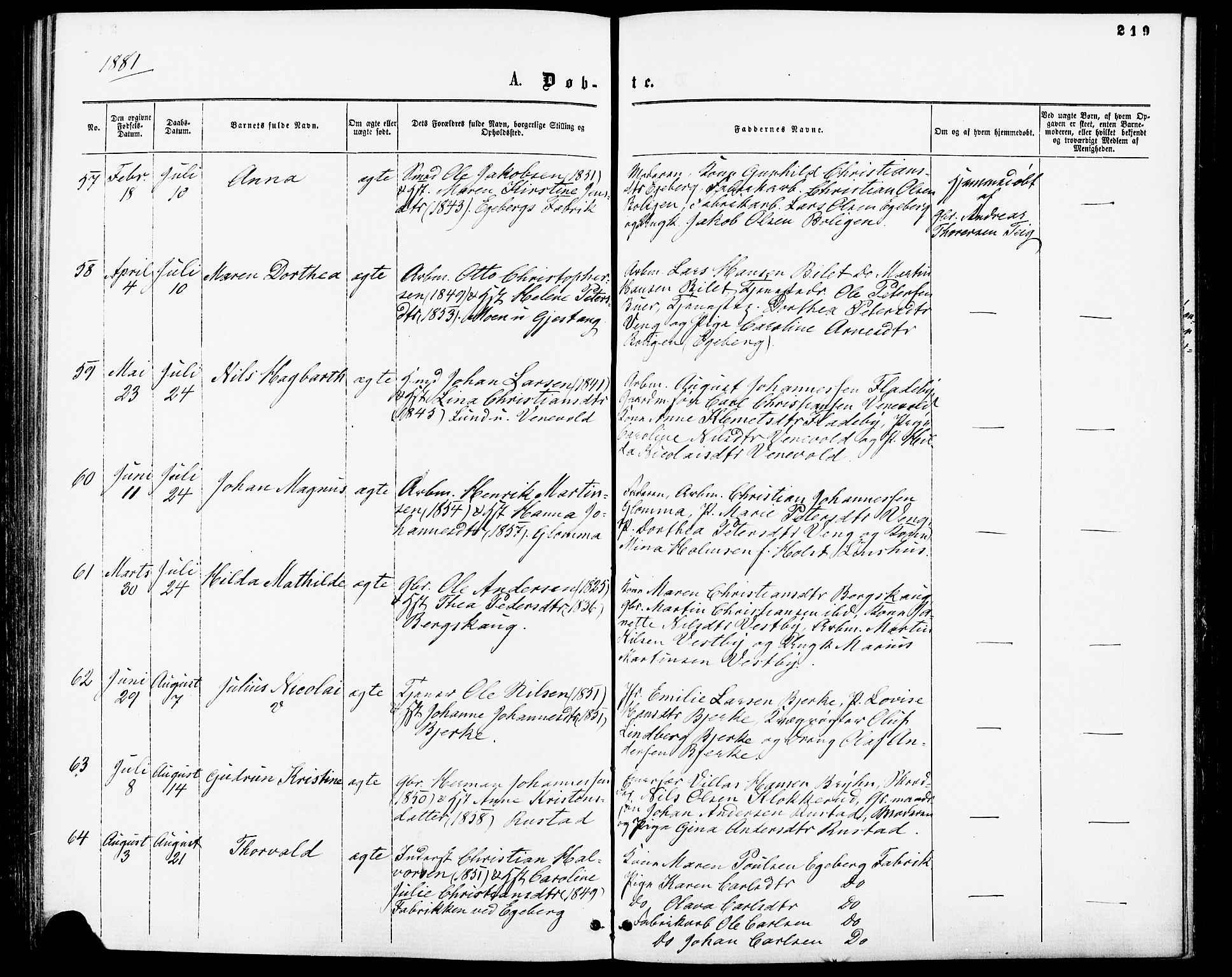 Enebakk prestekontor Kirkebøker, SAO/A-10171c/F/Fa/L0011: Parish register (official) no. I 11, 1862-1882, p. 219