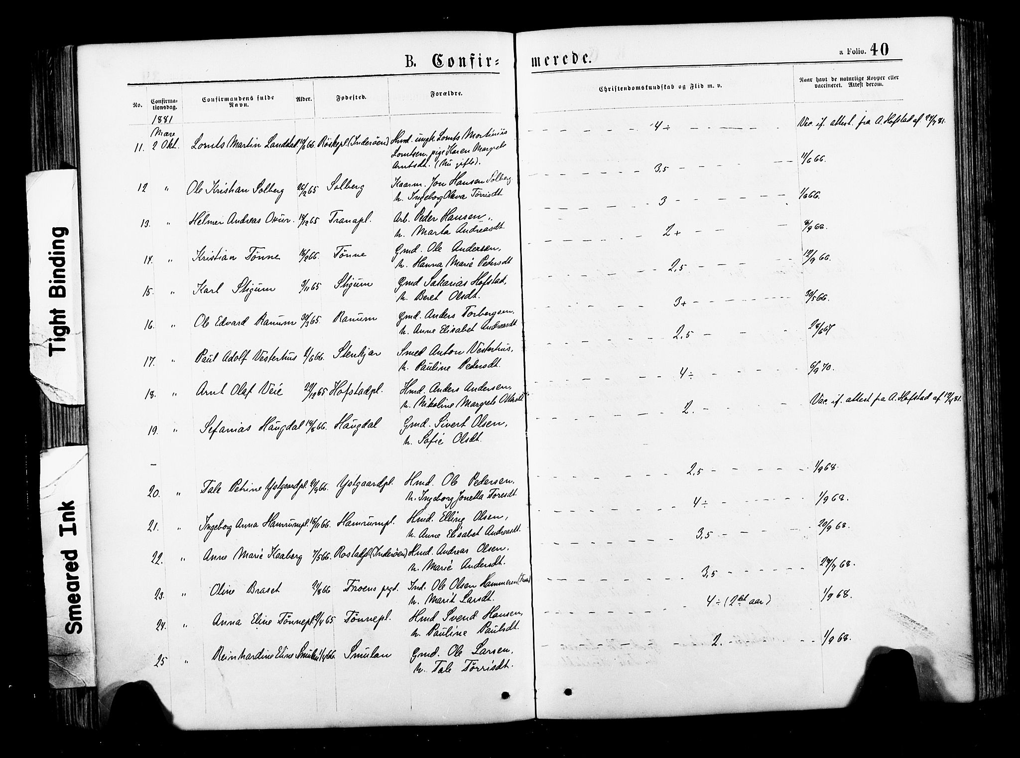 Ministerialprotokoller, klokkerbøker og fødselsregistre - Nord-Trøndelag, AV/SAT-A-1458/735/L0348: Parish register (official) no. 735A09 /1, 1873-1883, p. 40