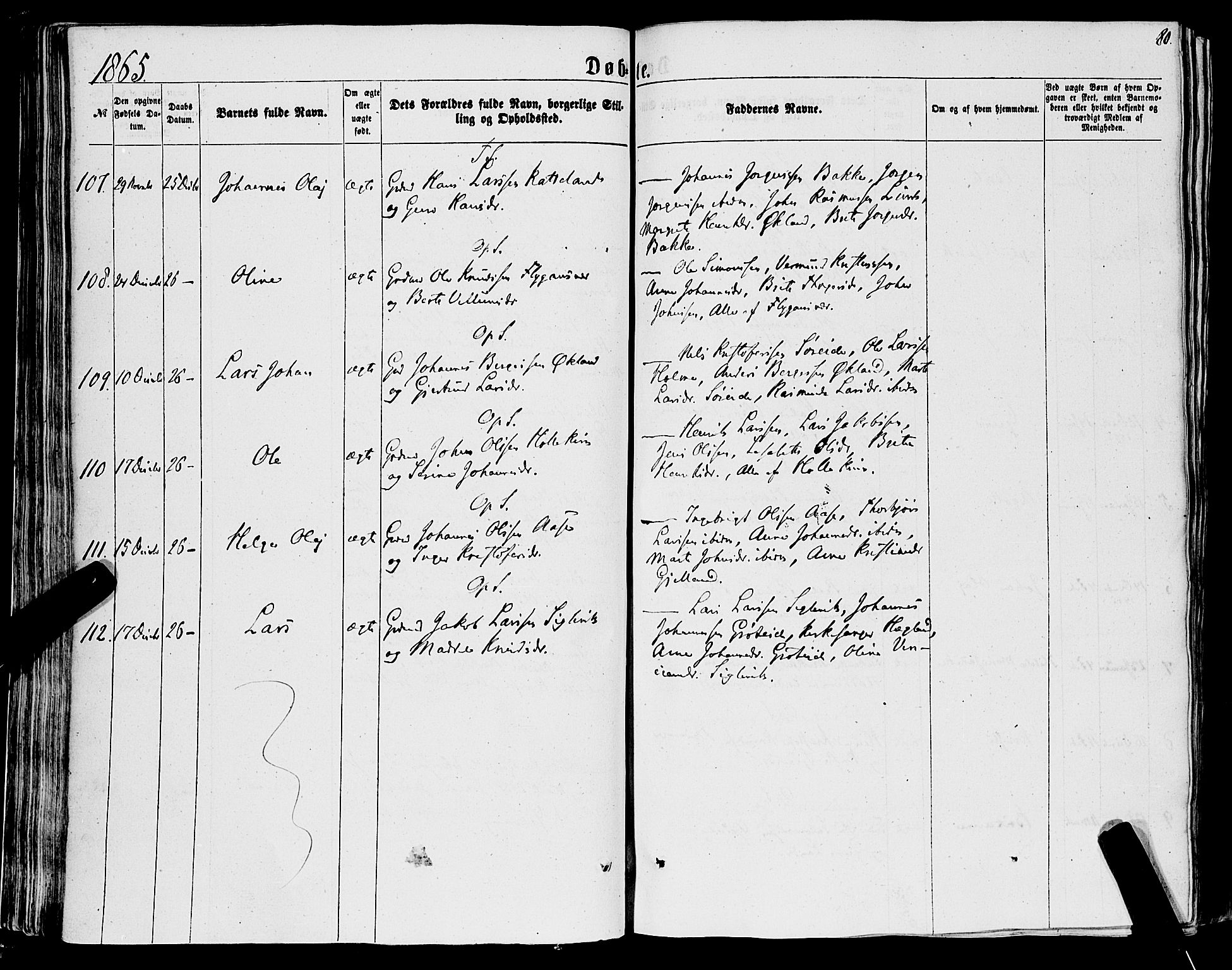 Tysnes sokneprestembete, AV/SAB-A-78601/H/Haa: Parish register (official) no. A 11, 1860-1871, p. 80