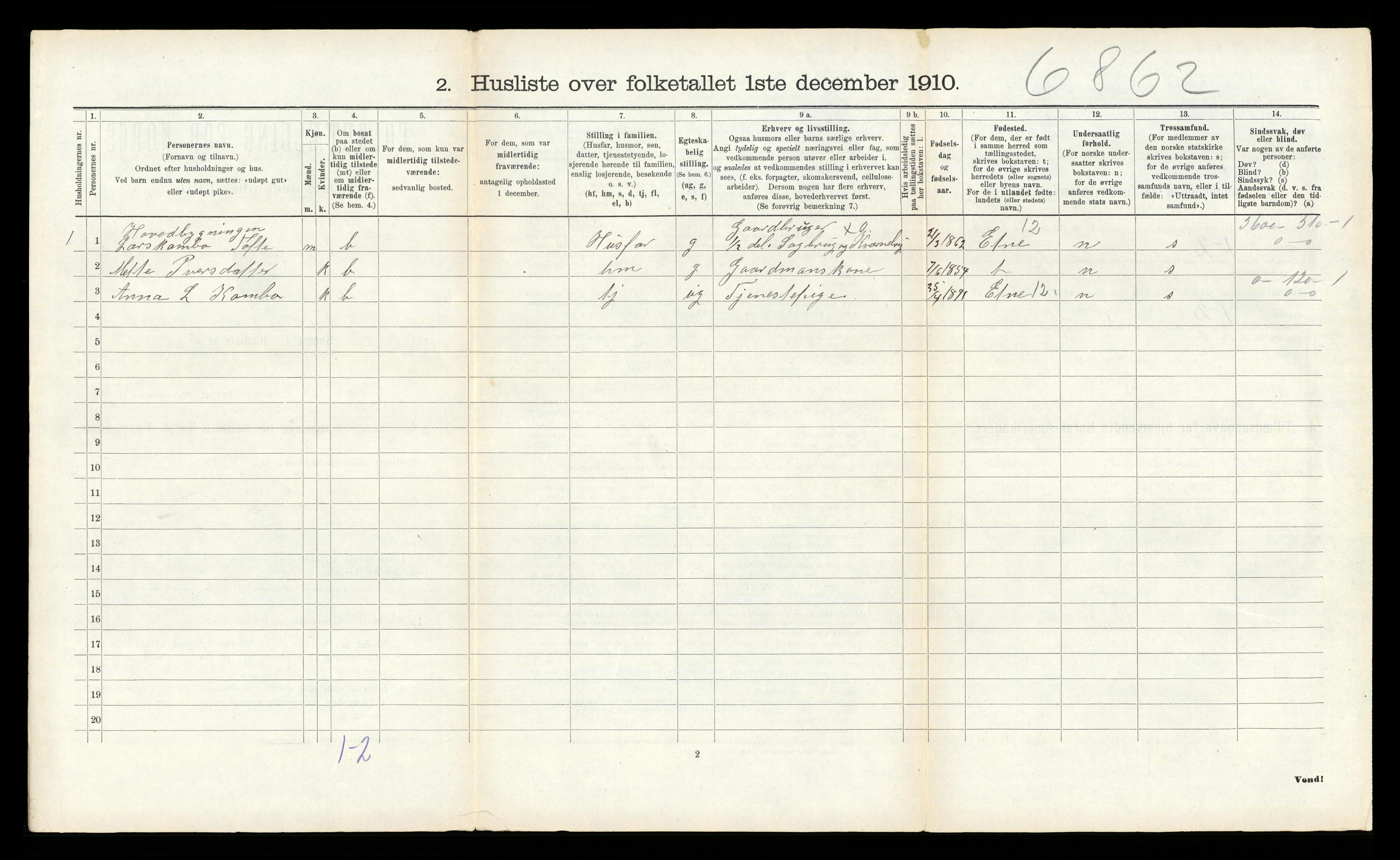 RA, 1910 census for Kvinnherad, 1910, p. 286