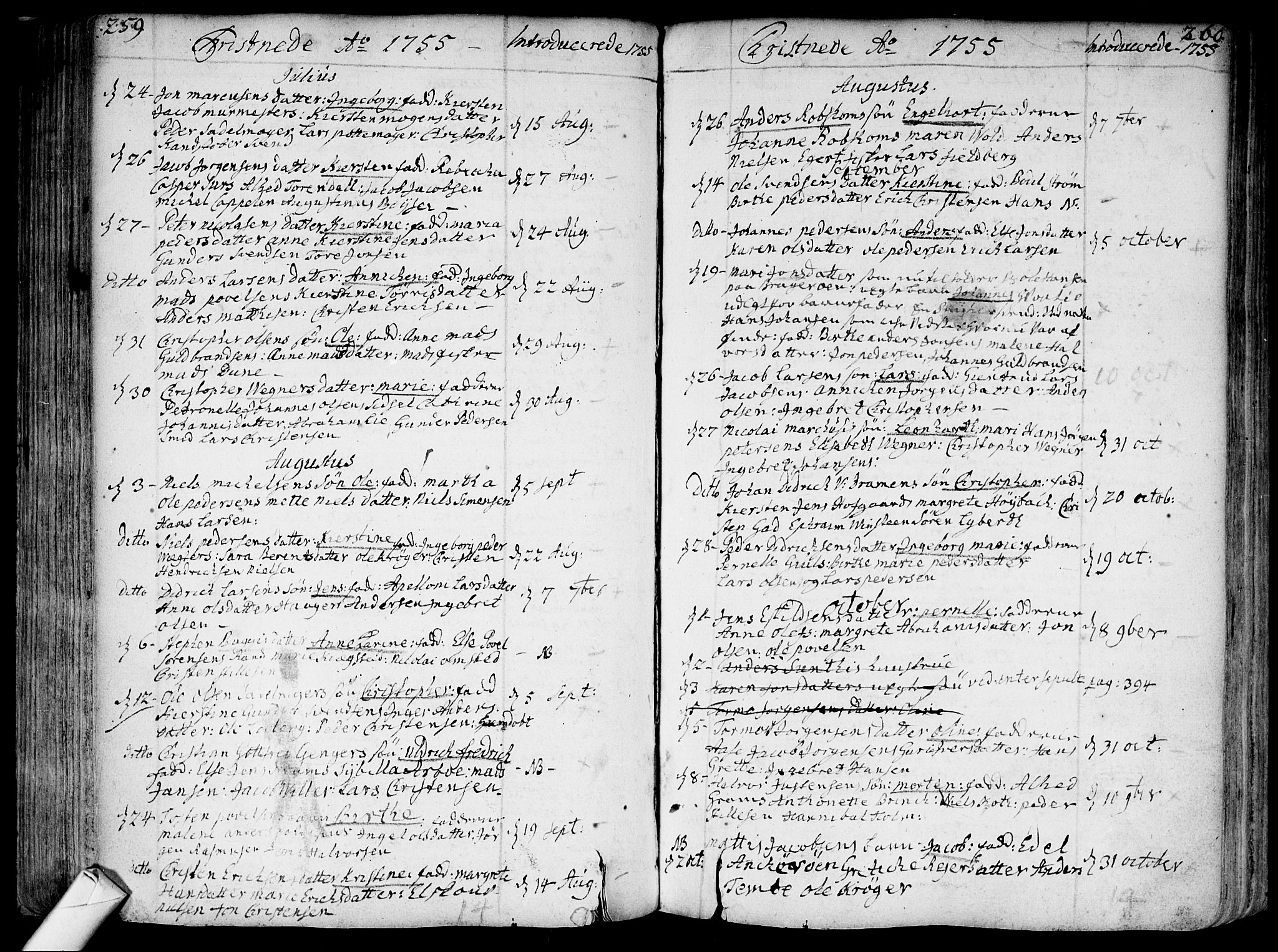 Bragernes kirkebøker, AV/SAKO-A-6/F/Fa/L0004: Parish register (official) no. I 4, 1734-1759, p. 259-260