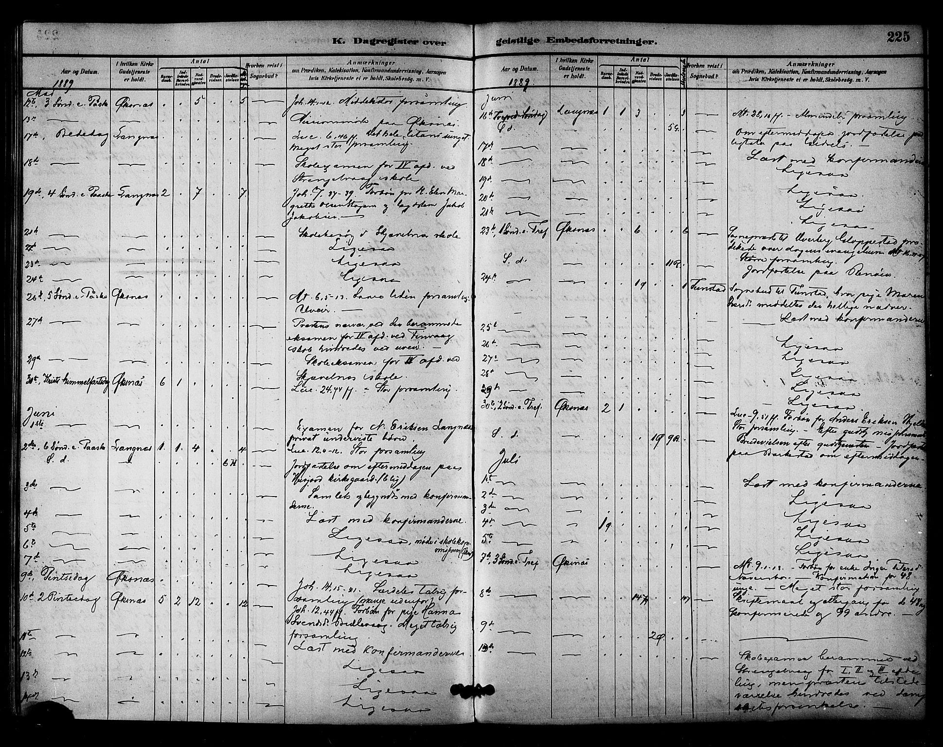 Ministerialprotokoller, klokkerbøker og fødselsregistre - Nordland, AV/SAT-A-1459/893/L1337: Parish register (official) no. 893A09, 1885-1893, p. 225
