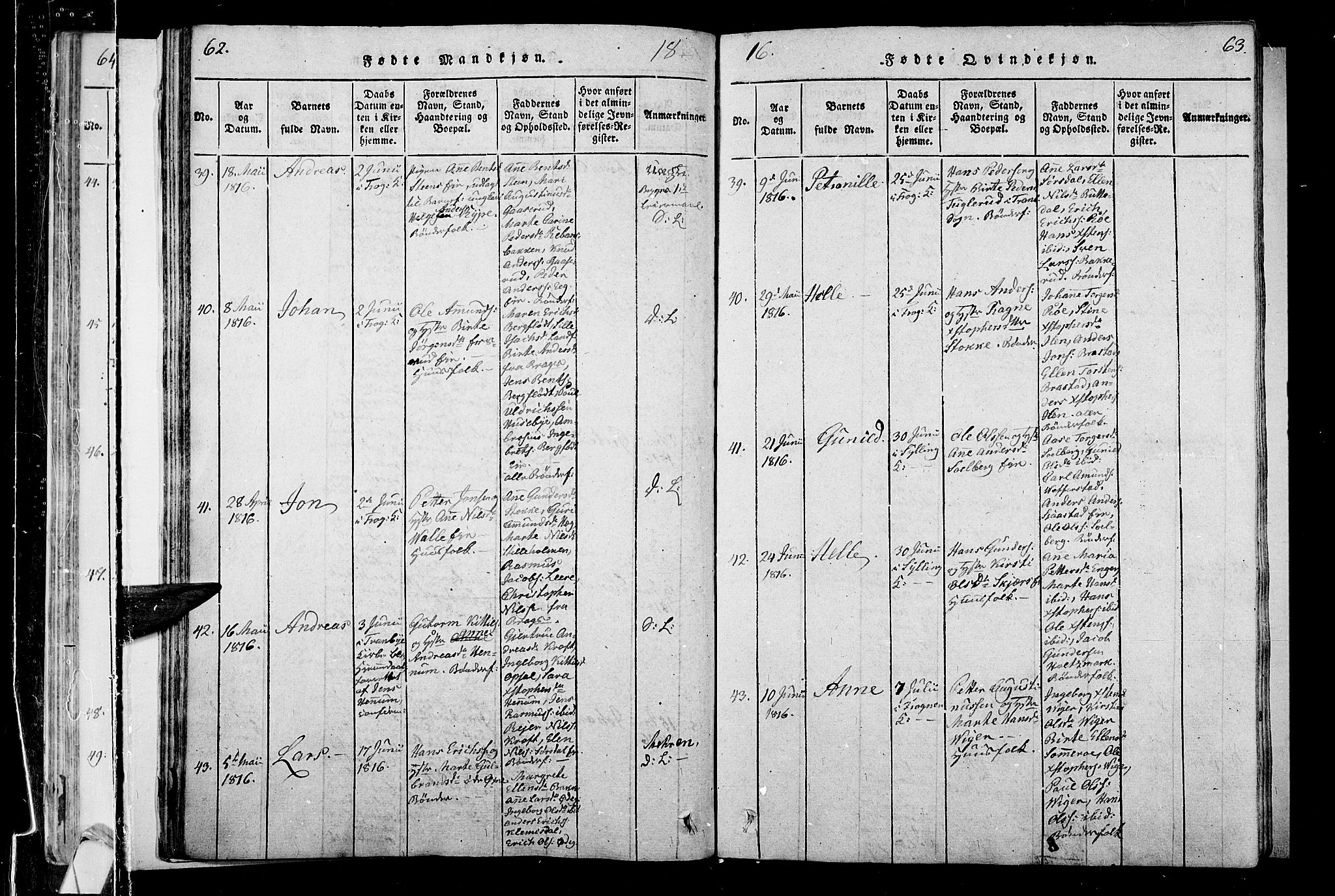 Lier kirkebøker, AV/SAKO-A-230/F/Fa/L0008: Parish register (official) no. I 8, 1813-1825, p. 62-63