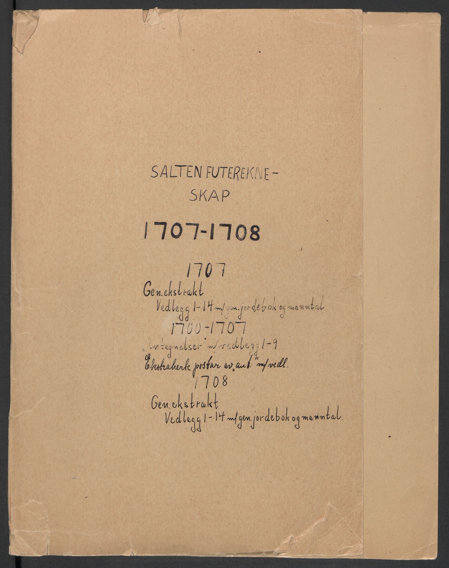 Rentekammeret inntil 1814, Reviderte regnskaper, Fogderegnskap, AV/RA-EA-4092/R66/L4581: Fogderegnskap Salten, 1707-1710, p. 2