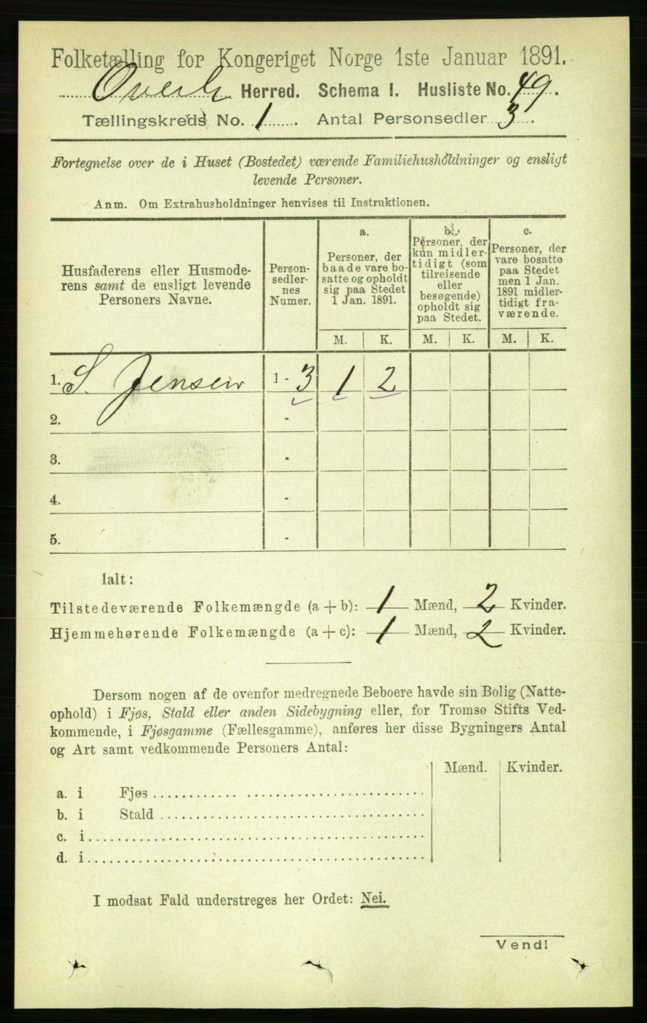 RA, 1891 census for 1744 Overhalla, 1891, p. 73